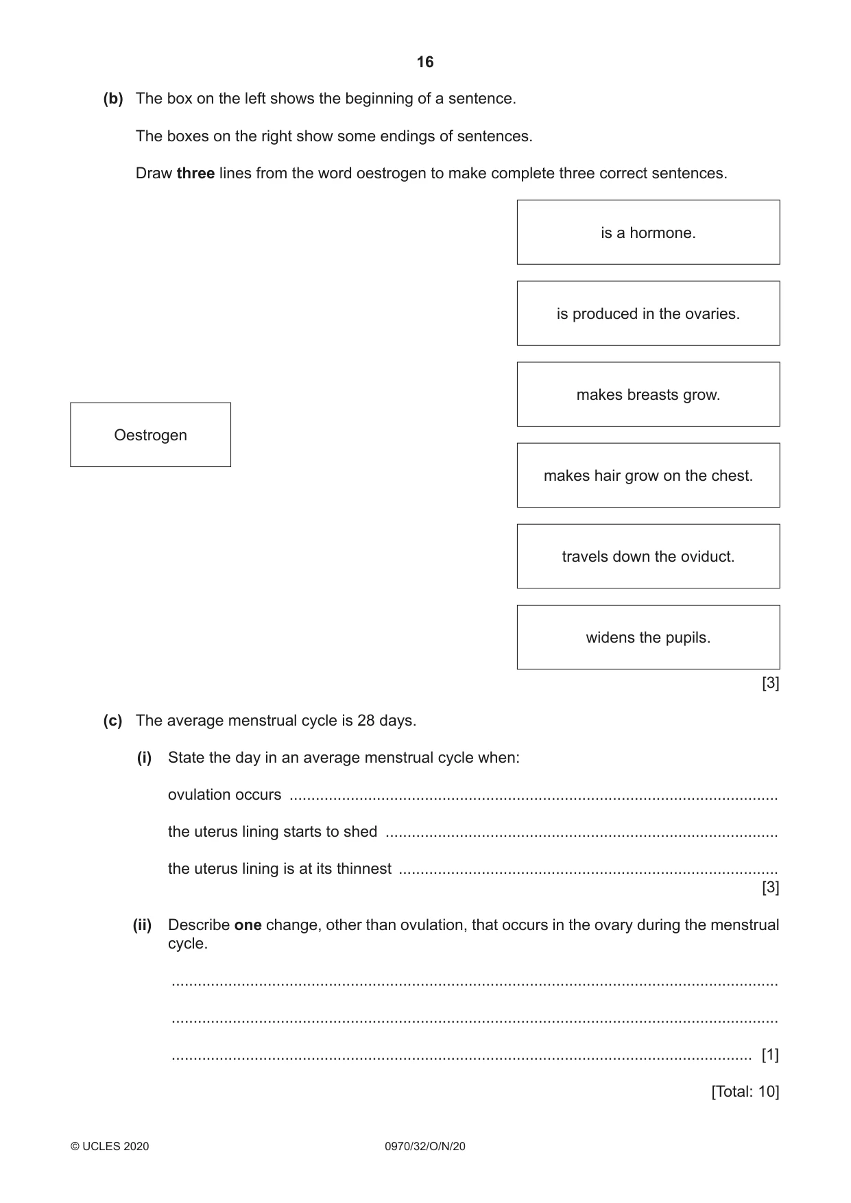 Cambridge IGCSE Biology (9-1) 0970 2020 Oct/Nov Paper 3 · Variant 2 question paper, page 16 of 20