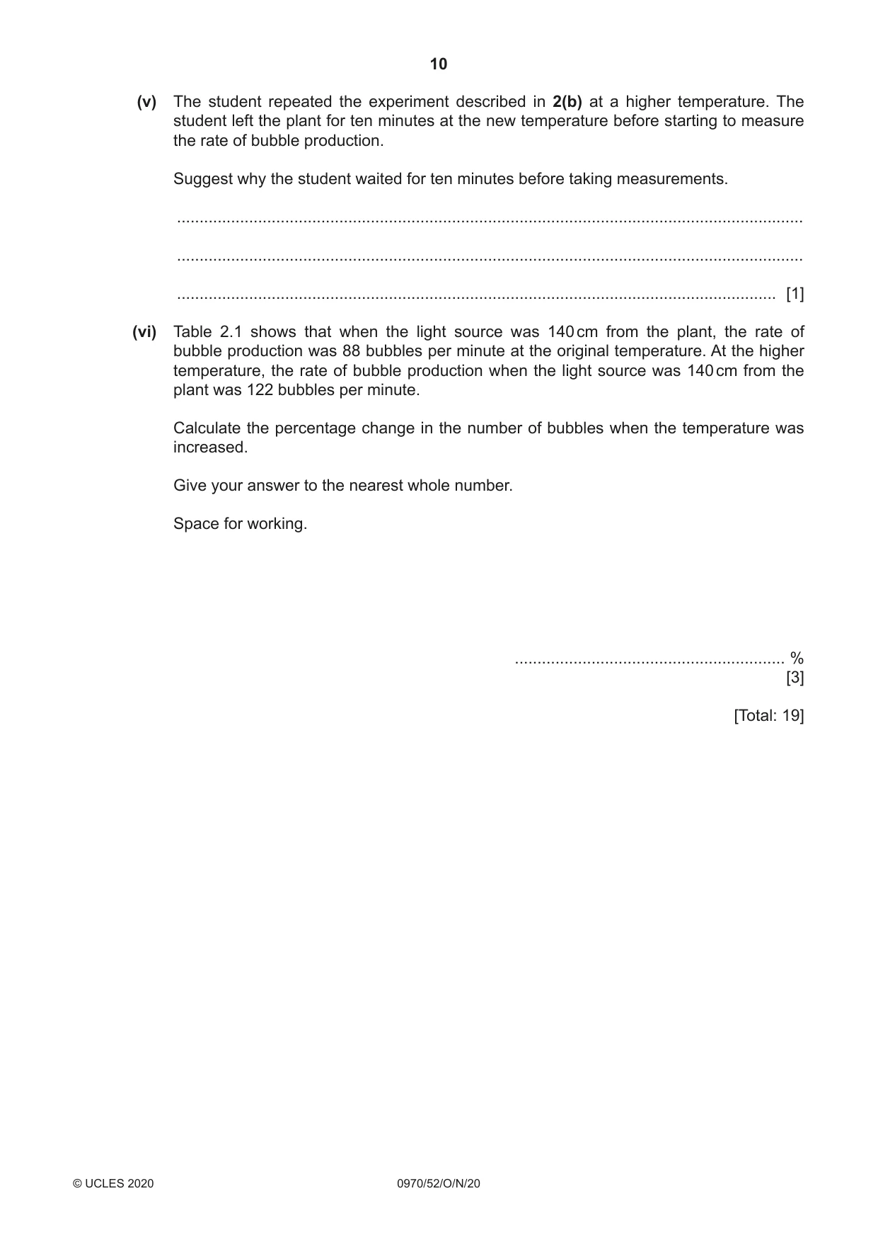 Cambridge IGCSE Biology (9-1) 0970 2020 Oct/Nov Paper 5 · Variant 2 question paper, page 10 of 12