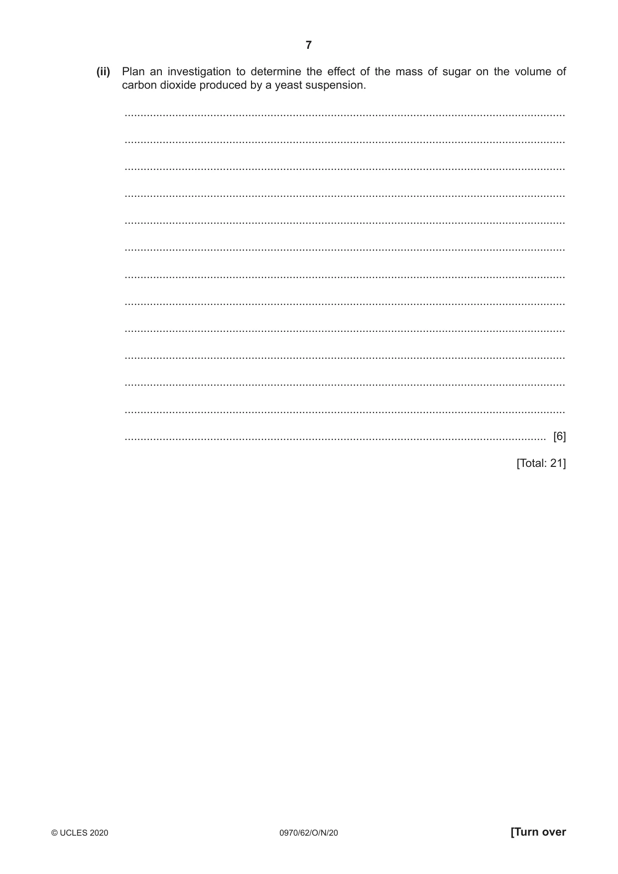 Cambridge IGCSE Biology (9-1) 0970 2020 Oct/Nov Paper 6 · Variant 2 question paper, page 7 of 12