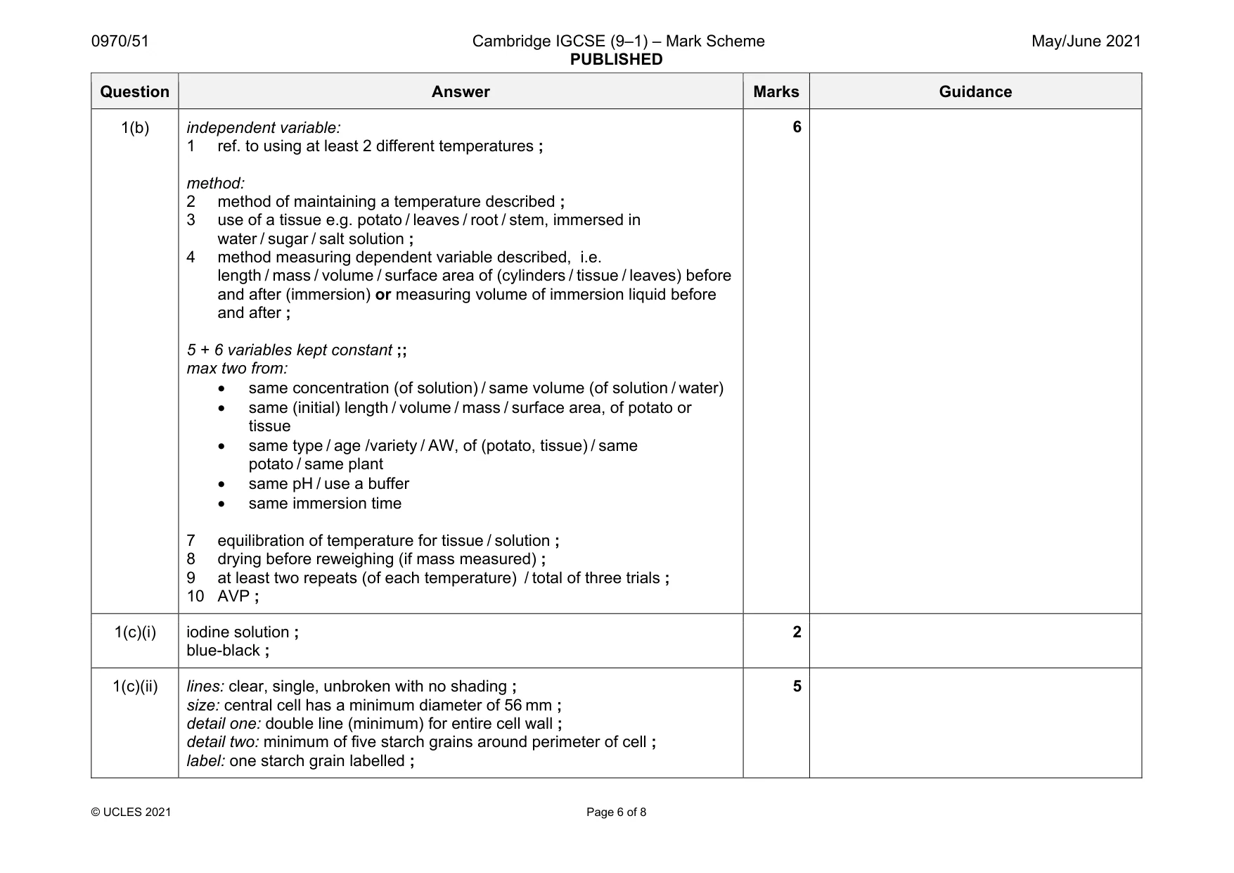 Mark scheme, page 6 of 8