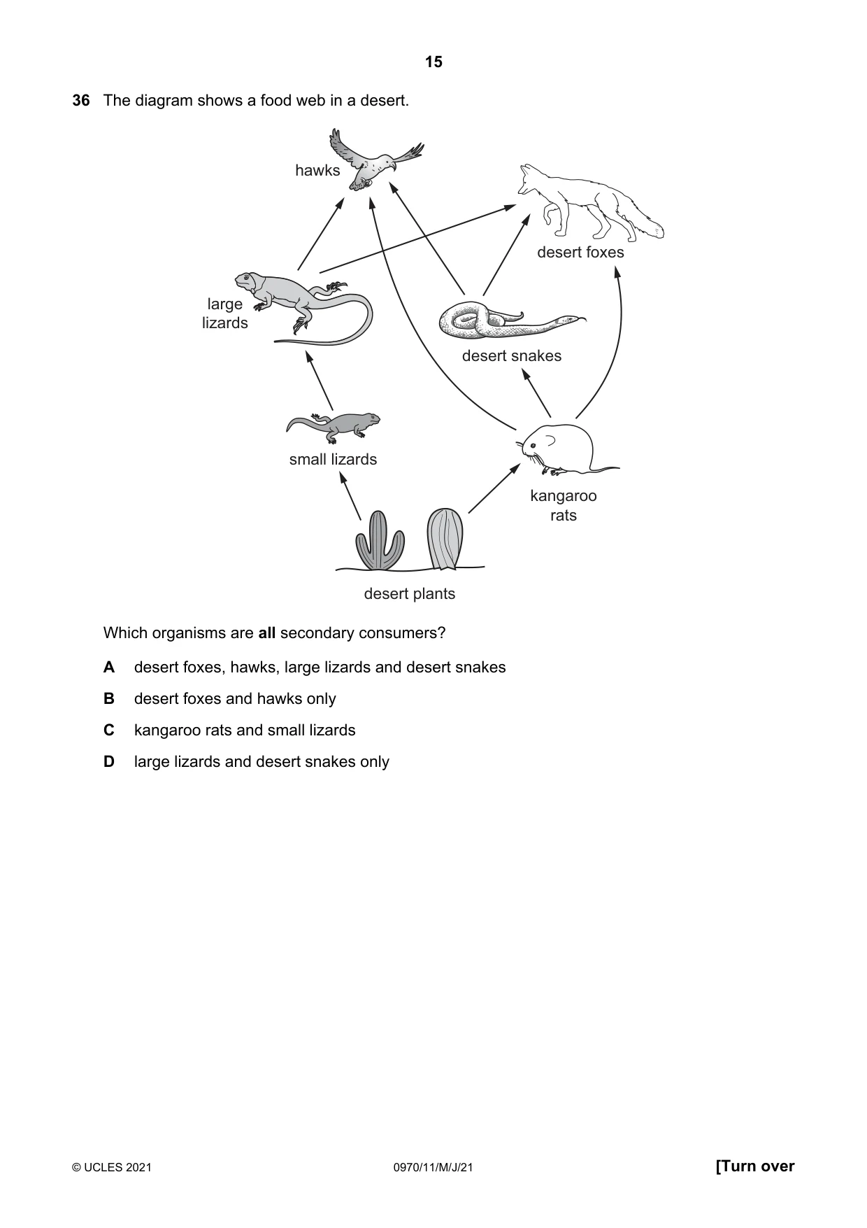 Cambridge IGCSE Biology (9-1) 0970 2021 May/June Paper 1 · Variant 1 question paper, page 15 of 20
