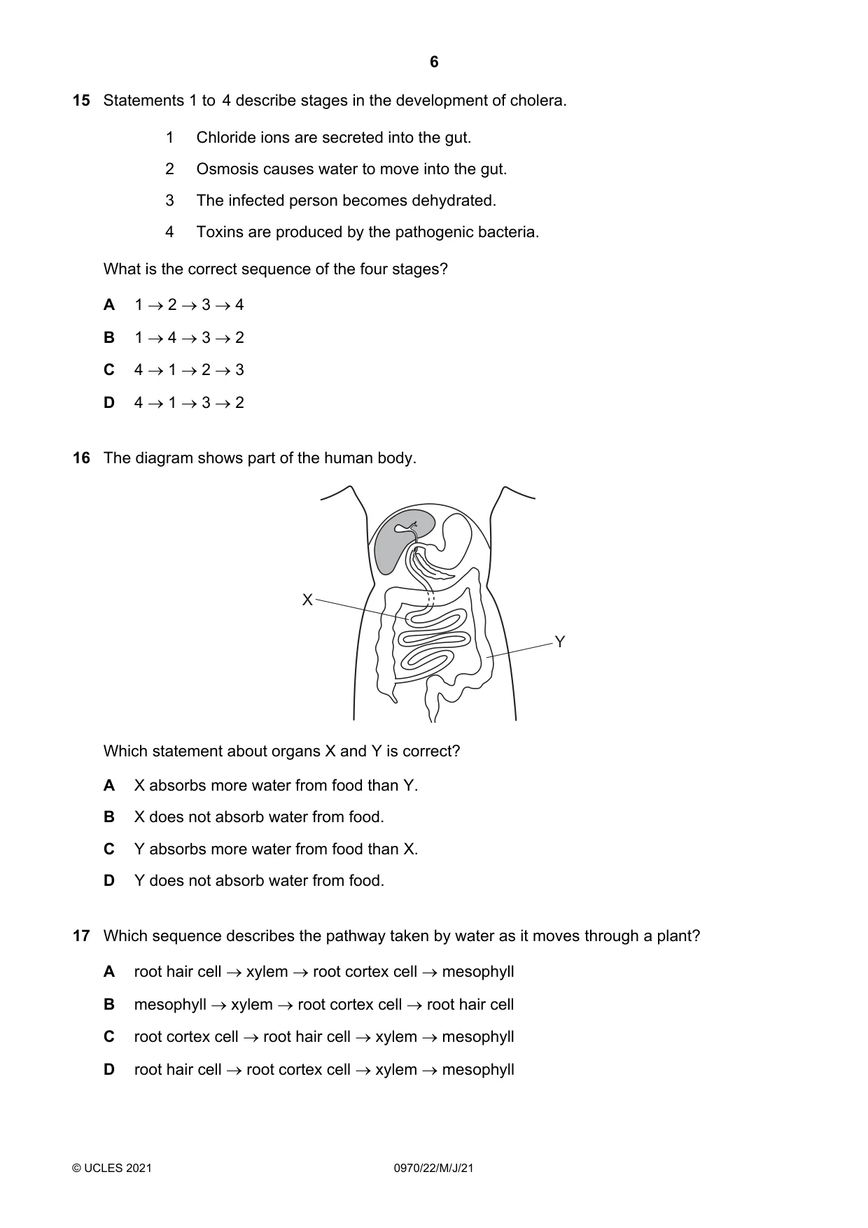 Cambridge IGCSE Biology (9-1) 0970 2021 May/June Paper 2 · Variant 2 question paper, page 6 of 16