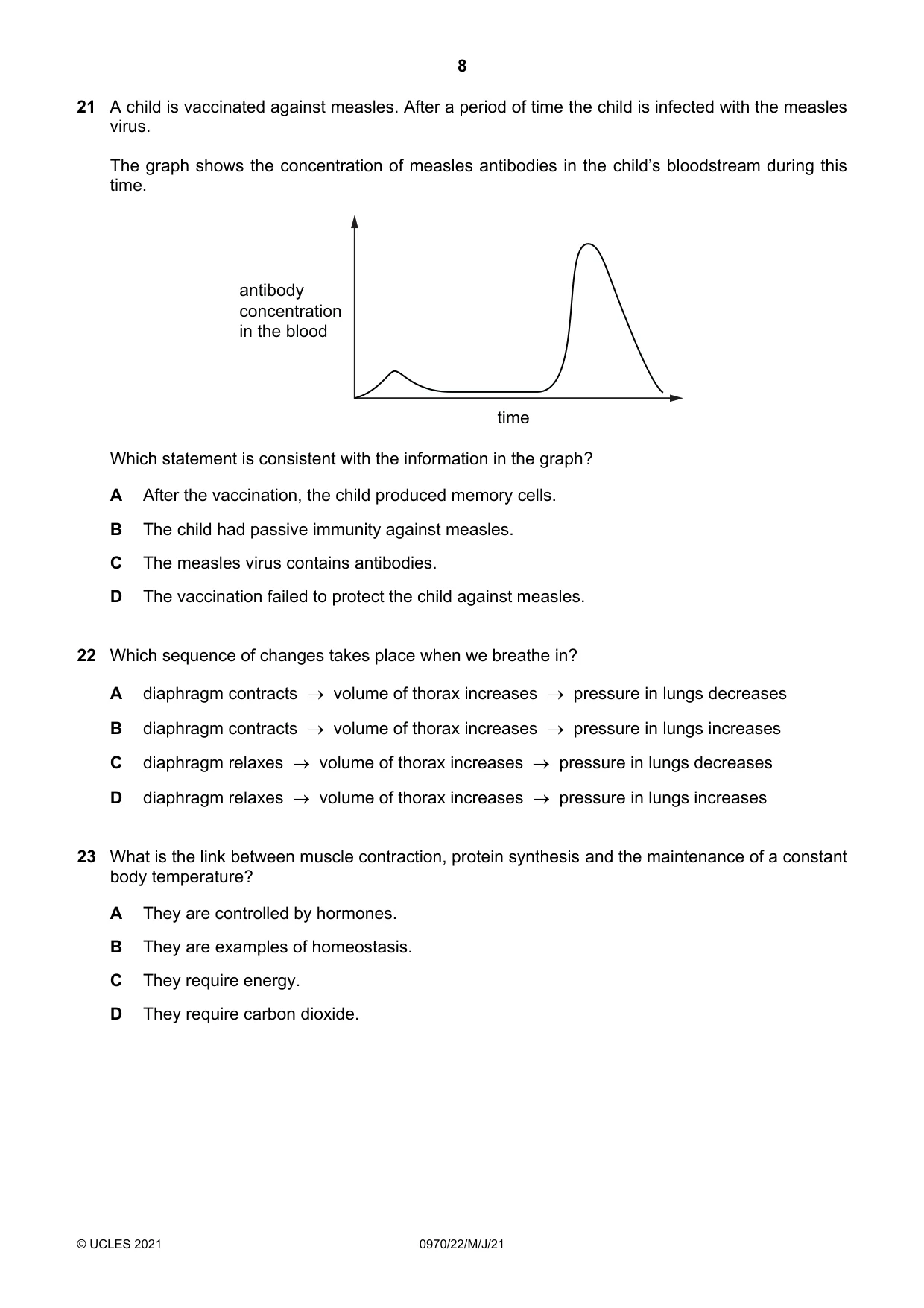 Cambridge IGCSE Biology (9-1) 0970 2021 May/June Paper 2 · Variant 2 question paper, page 8 of 16