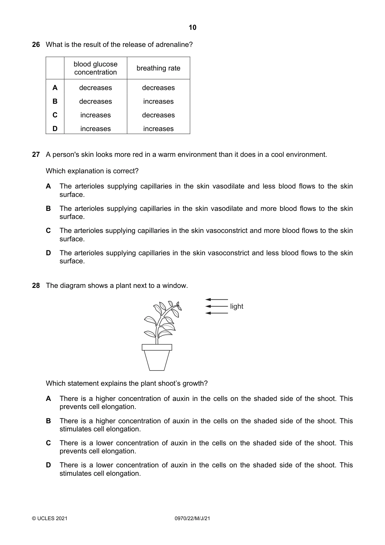 Cambridge IGCSE Biology (9-1) 0970 2021 May/June Paper 2 · Variant 2 question paper, page 10 of 16