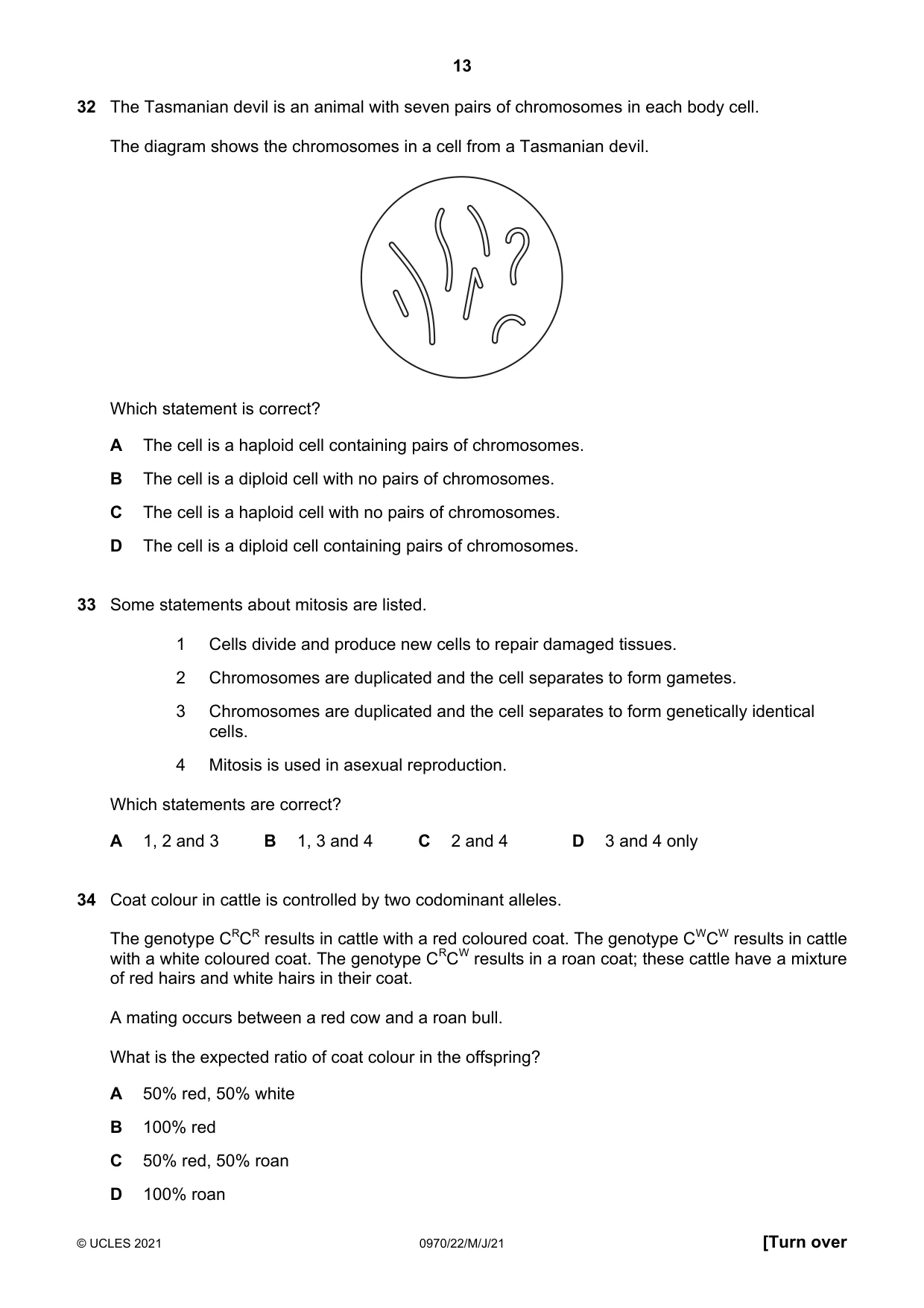 Cambridge IGCSE Biology (9-1) 0970 2021 May/June Paper 2 · Variant 2 question paper, page 13 of 16