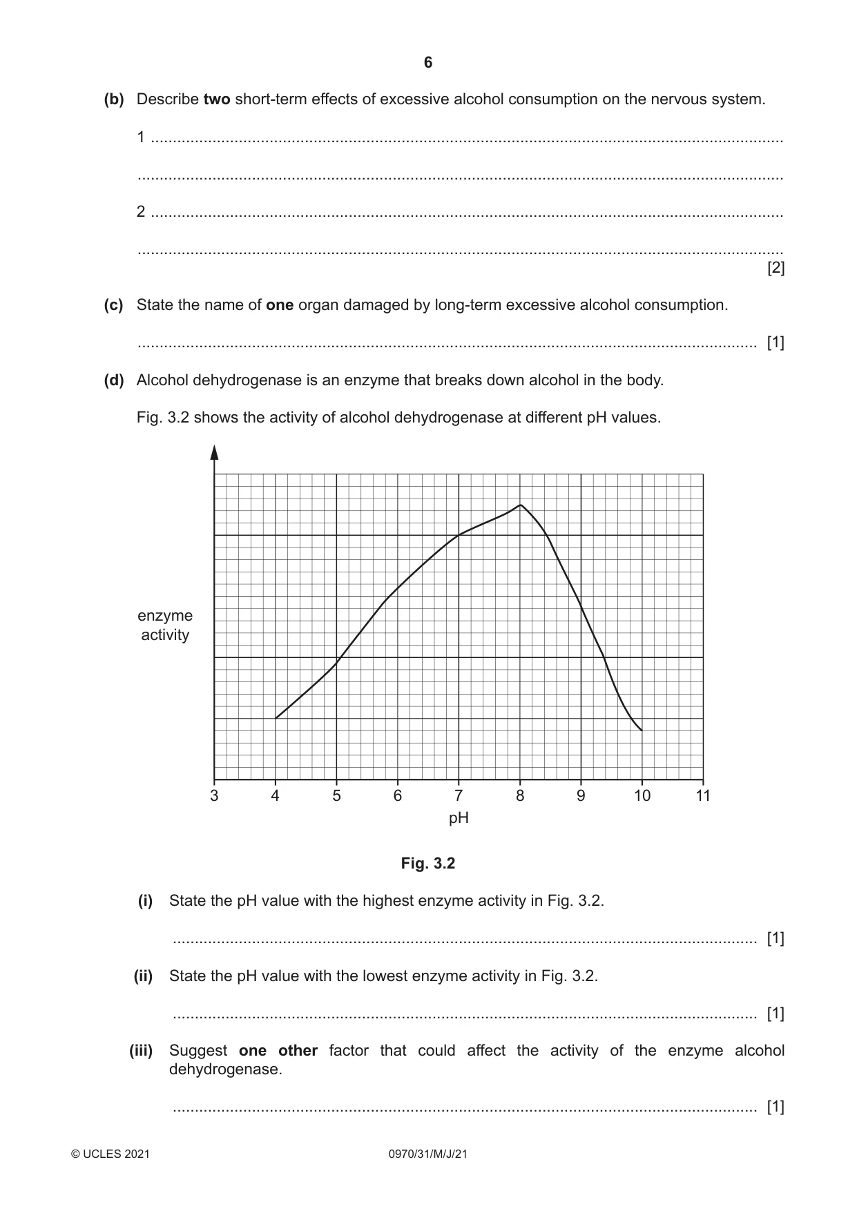 Cambridge IGCSE Biology (9-1) 0970 2021 May/June Paper 3 · Variant 1 question paper, page 6 of 20