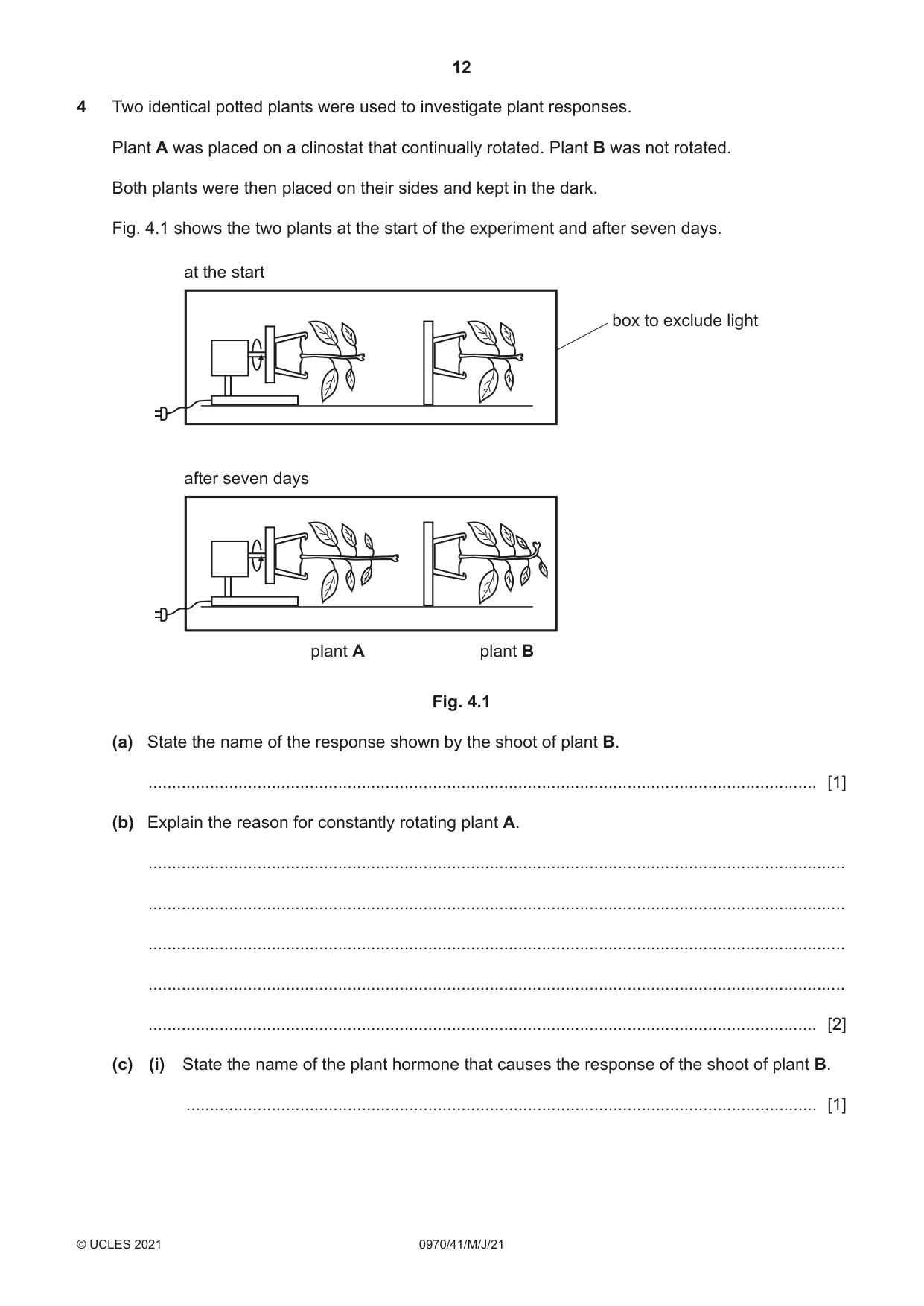 Cambridge IGCSE Biology (9-1) 0970 2021 May/June Paper 4 · Variant 1 question paper, page 12 of 20