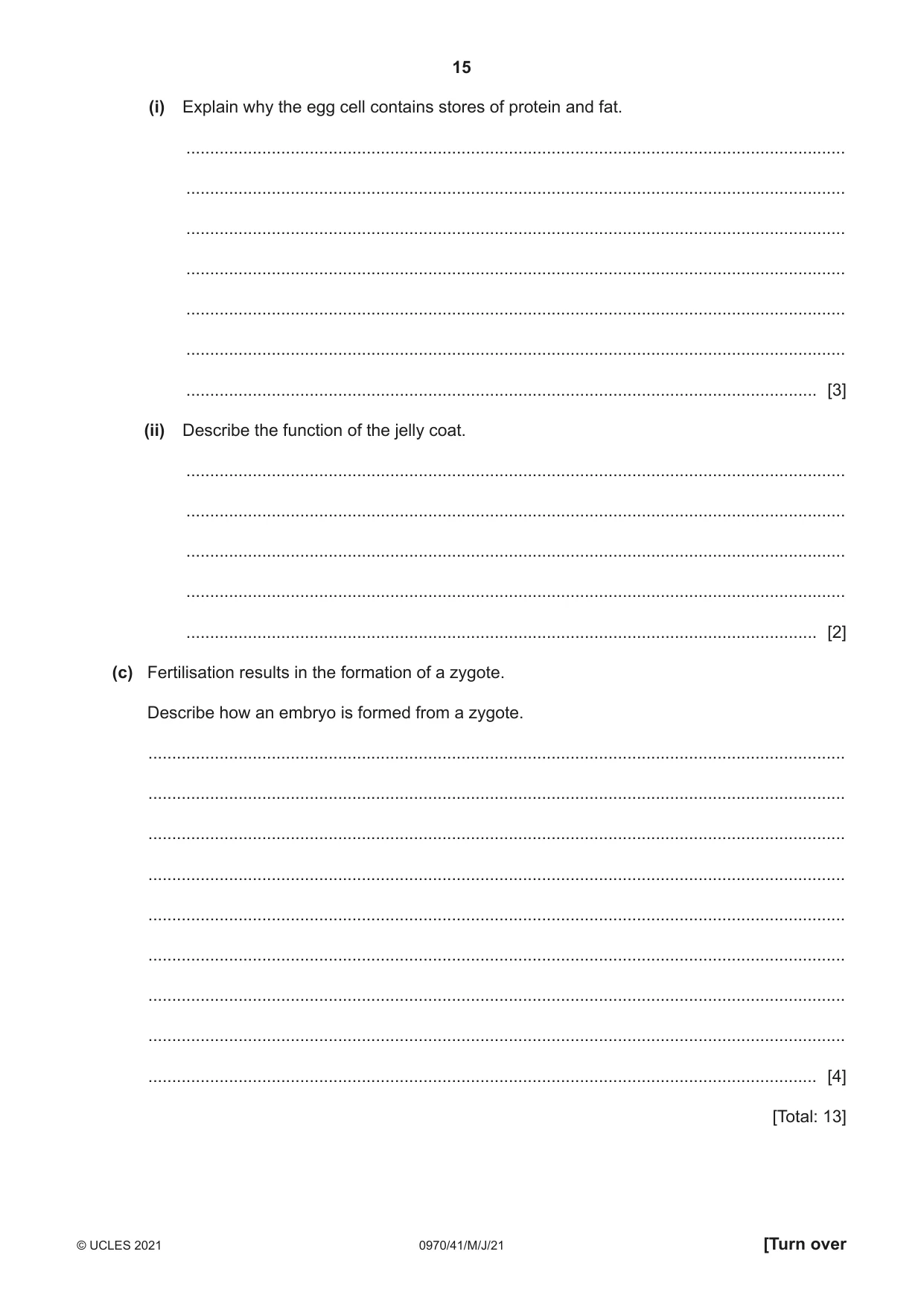 Cambridge IGCSE Biology (9-1) 0970 2021 May/June Paper 4 · Variant 1 question paper, page 15 of 20