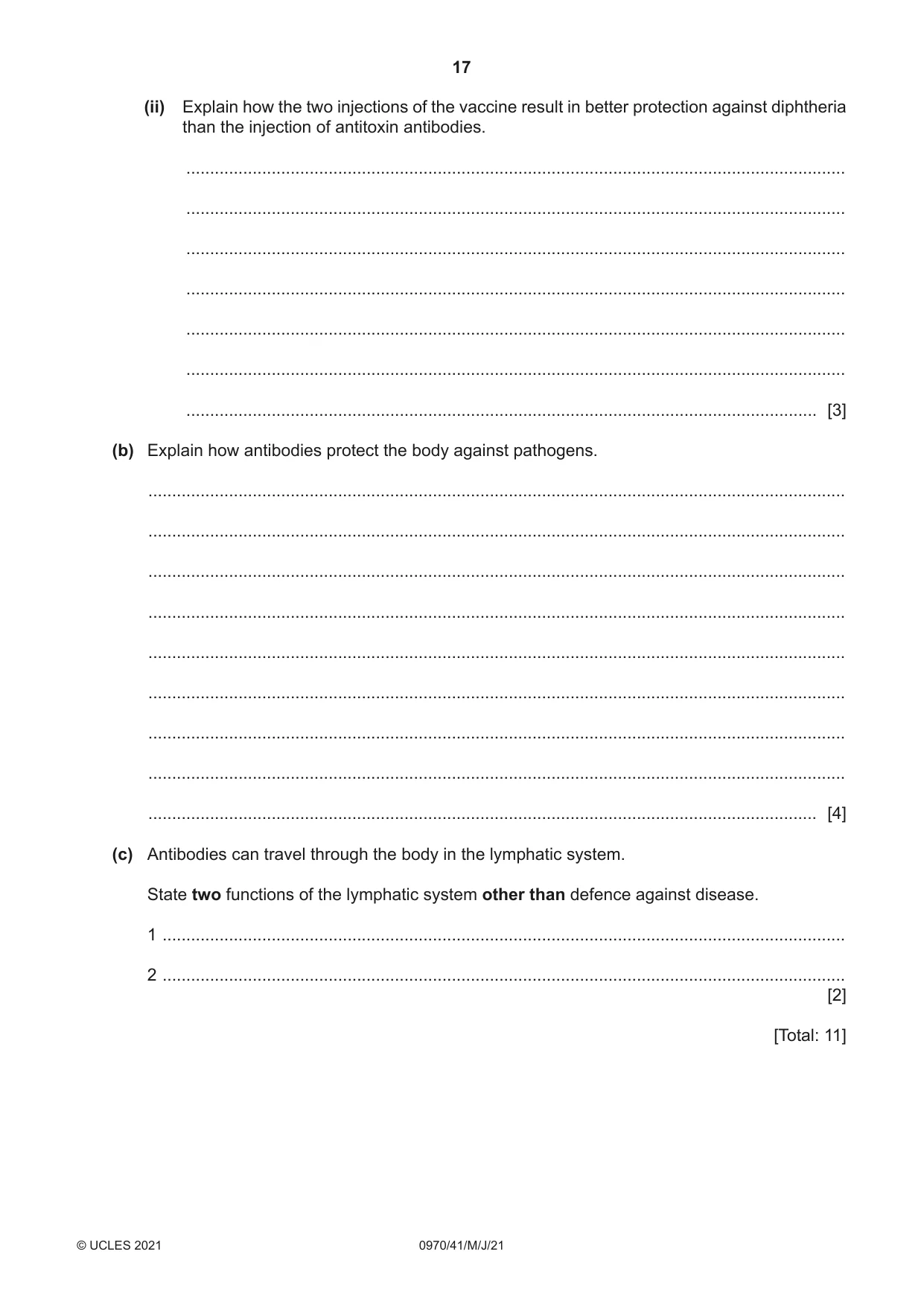 Cambridge IGCSE Biology (9-1) 0970 2021 May/June Paper 4 · Variant 1 question paper, page 17 of 20