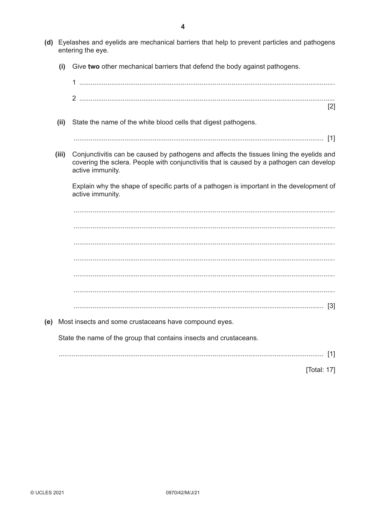Cambridge IGCSE Biology (9-1) 0970 2021 May/June Paper 4 · Variant 2 question paper, page 4 of 20