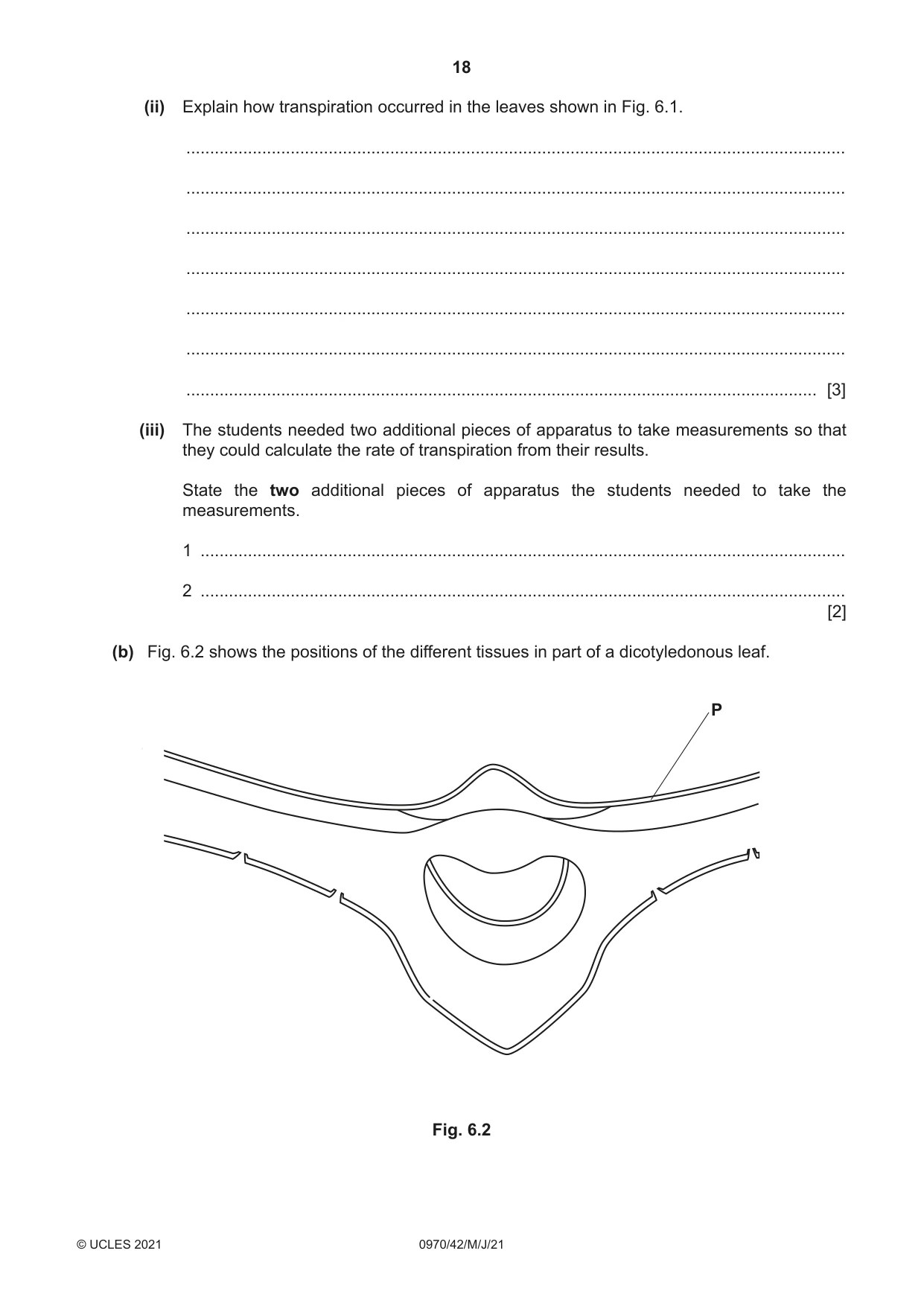 Cambridge IGCSE Biology (9-1) 0970 2021 May/June Paper 4 · Variant 2 question paper, page 18 of 20
