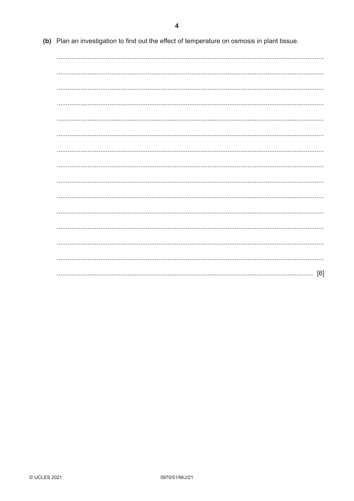 Cambridge IGCSE Biology (9-1) 0970 2021 May/June Paper 5 · Variant 1 question paper, page 4 of 12