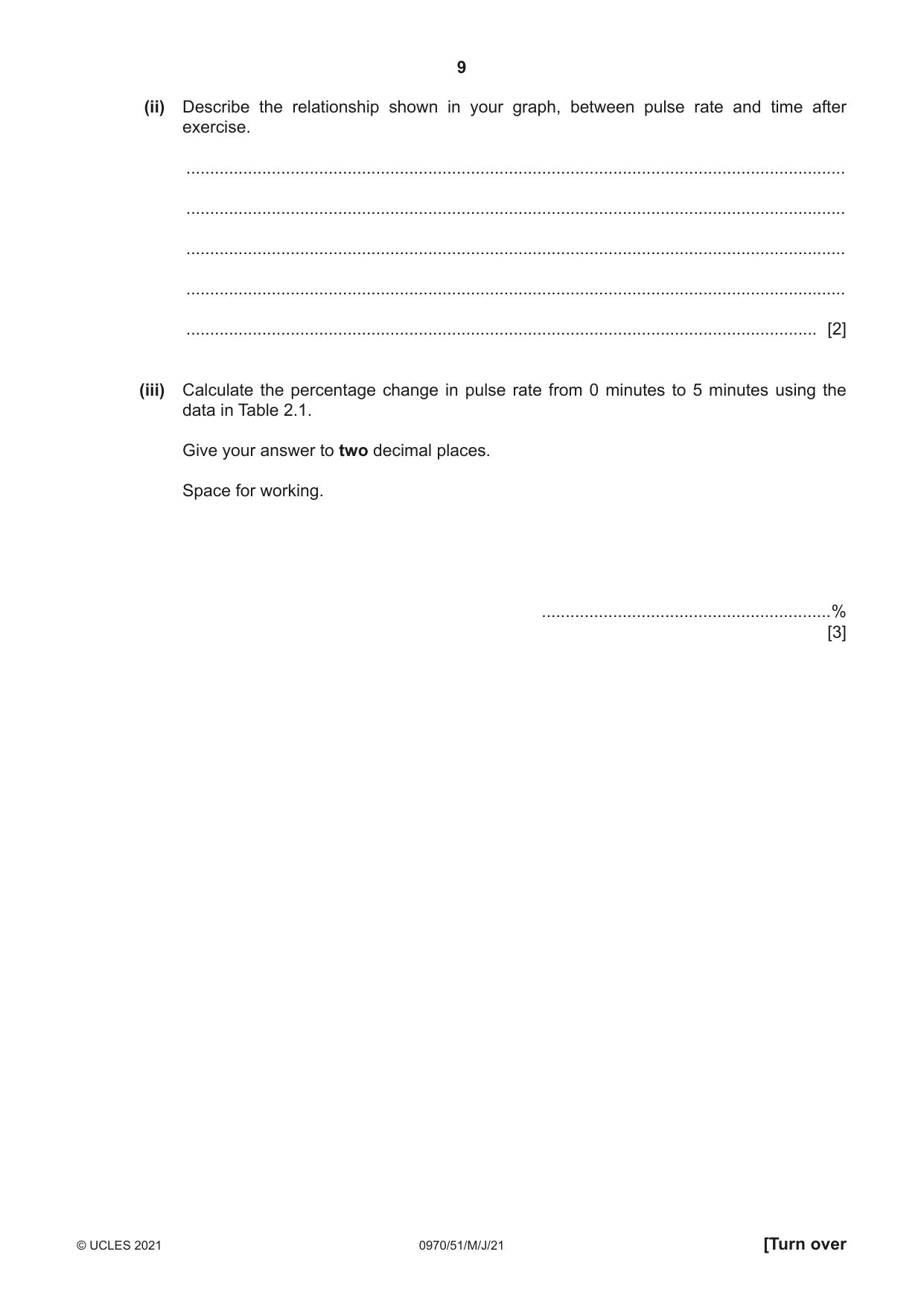 Cambridge IGCSE Biology (9-1) 0970 2021 May/June Paper 5 · Variant 1 question paper, page 9 of 12