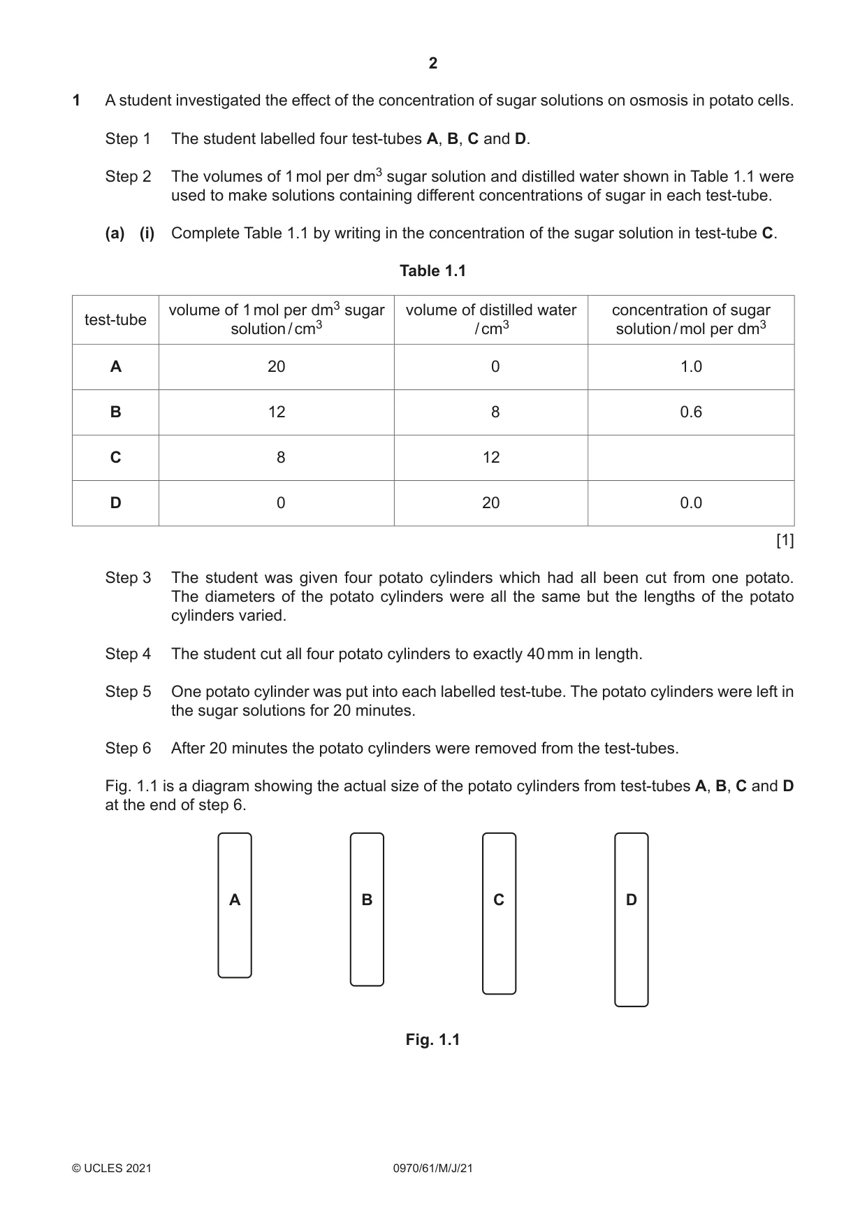 Cambridge IGCSE Biology (9-1) 0970 2021 May/June Paper 6 · Variant 1 question paper, page 2 of 12