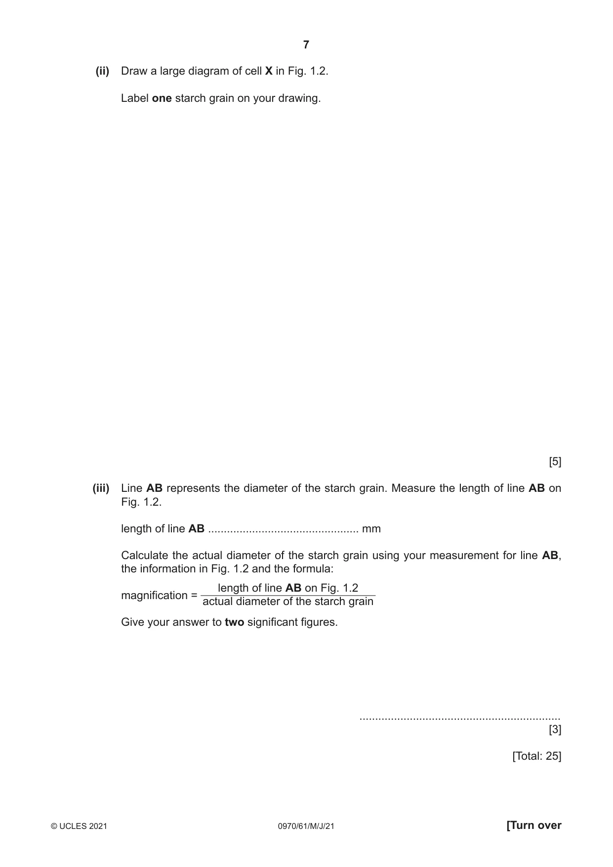 Cambridge IGCSE Biology (9-1) 0970 2021 May/June Paper 6 · Variant 1 question paper, page 7 of 12