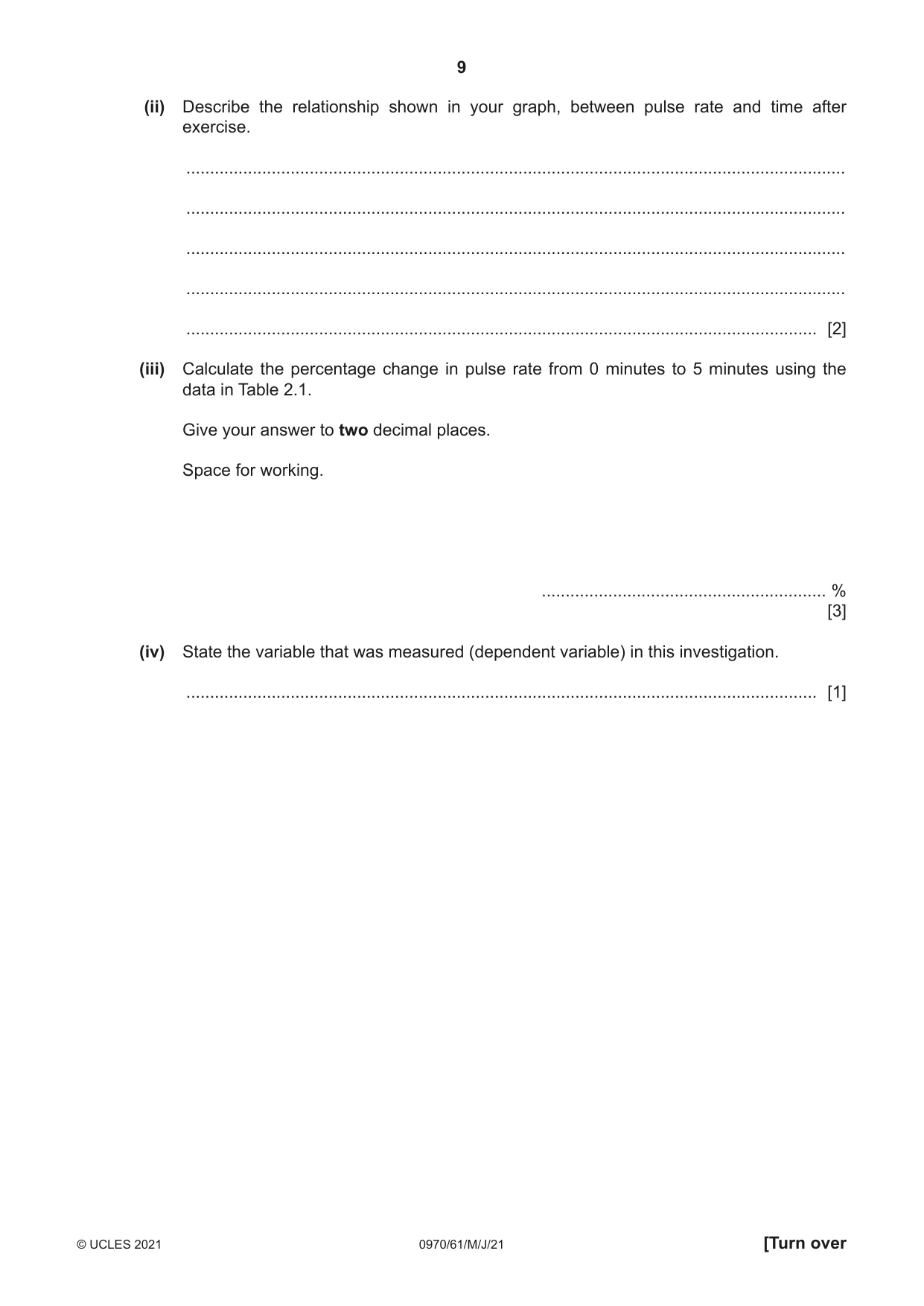 Cambridge IGCSE Biology (9-1) 0970 2021 May/June Paper 6 · Variant 1 question paper, page 9 of 12