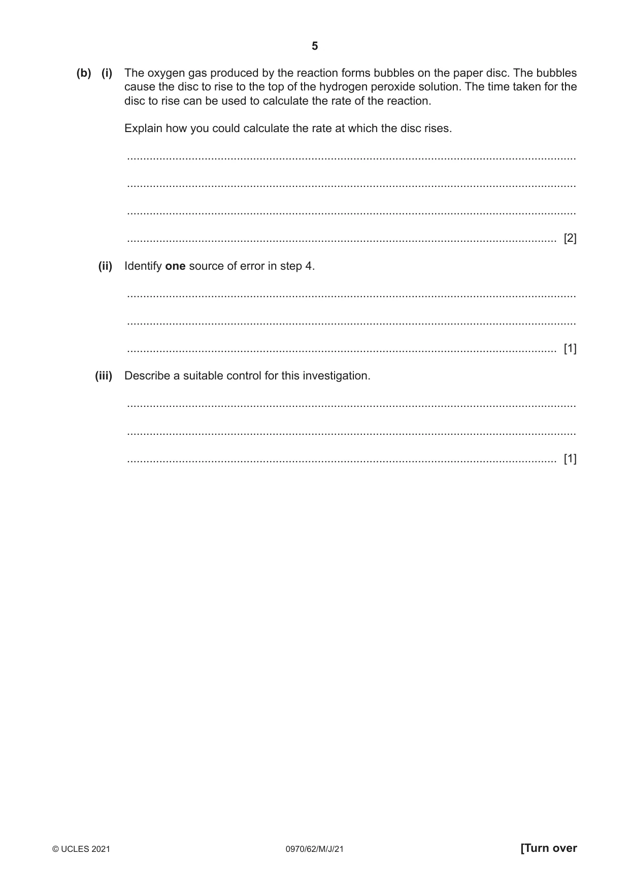 Cambridge IGCSE Biology (9-1) 0970 2021 May/June Paper 6 · Variant 2 question paper, page 5 of 12