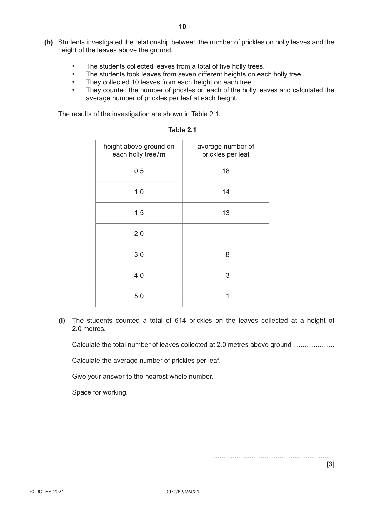 Cambridge IGCSE Biology (9-1) 0970 2021 May/June Paper 6 · Variant 2 question paper, page 10 of 12