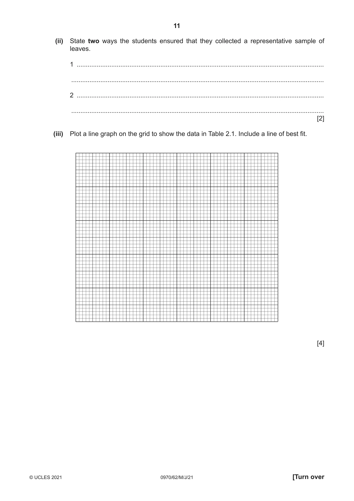 Cambridge IGCSE Biology (9-1) 0970 2021 May/June Paper 6 · Variant 2 question paper, page 11 of 12