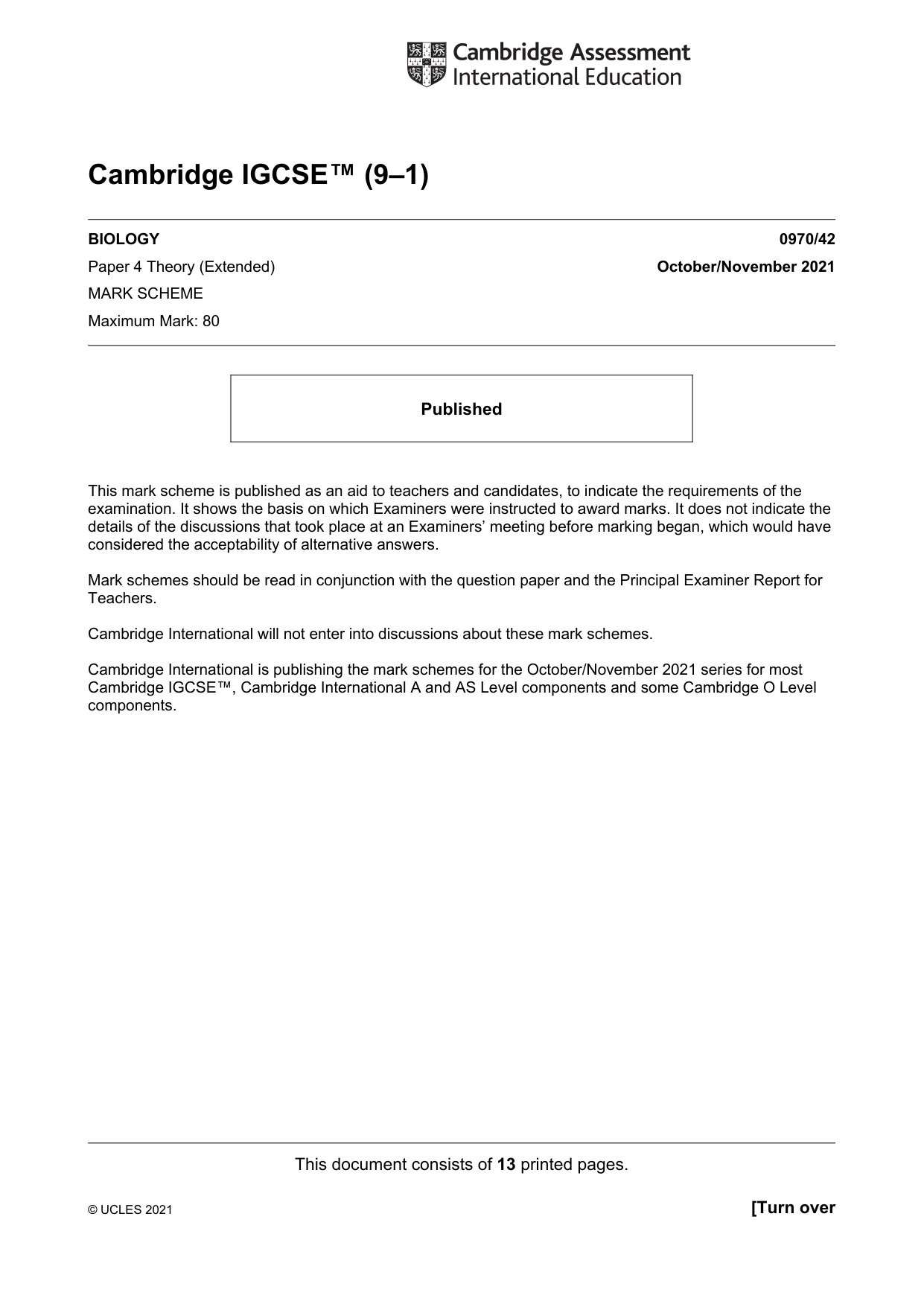 Mark scheme, page 1 of 13