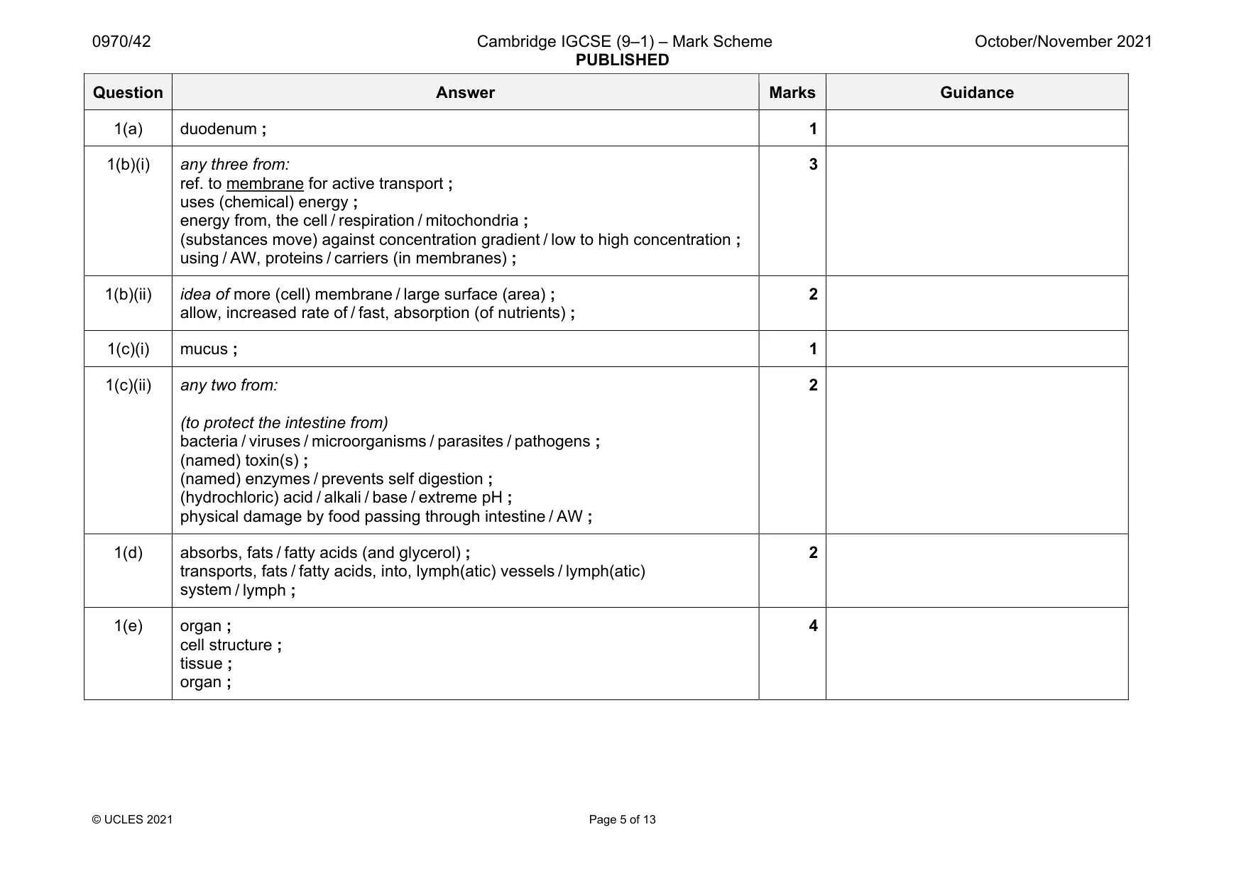 Mark scheme, page 5 of 13