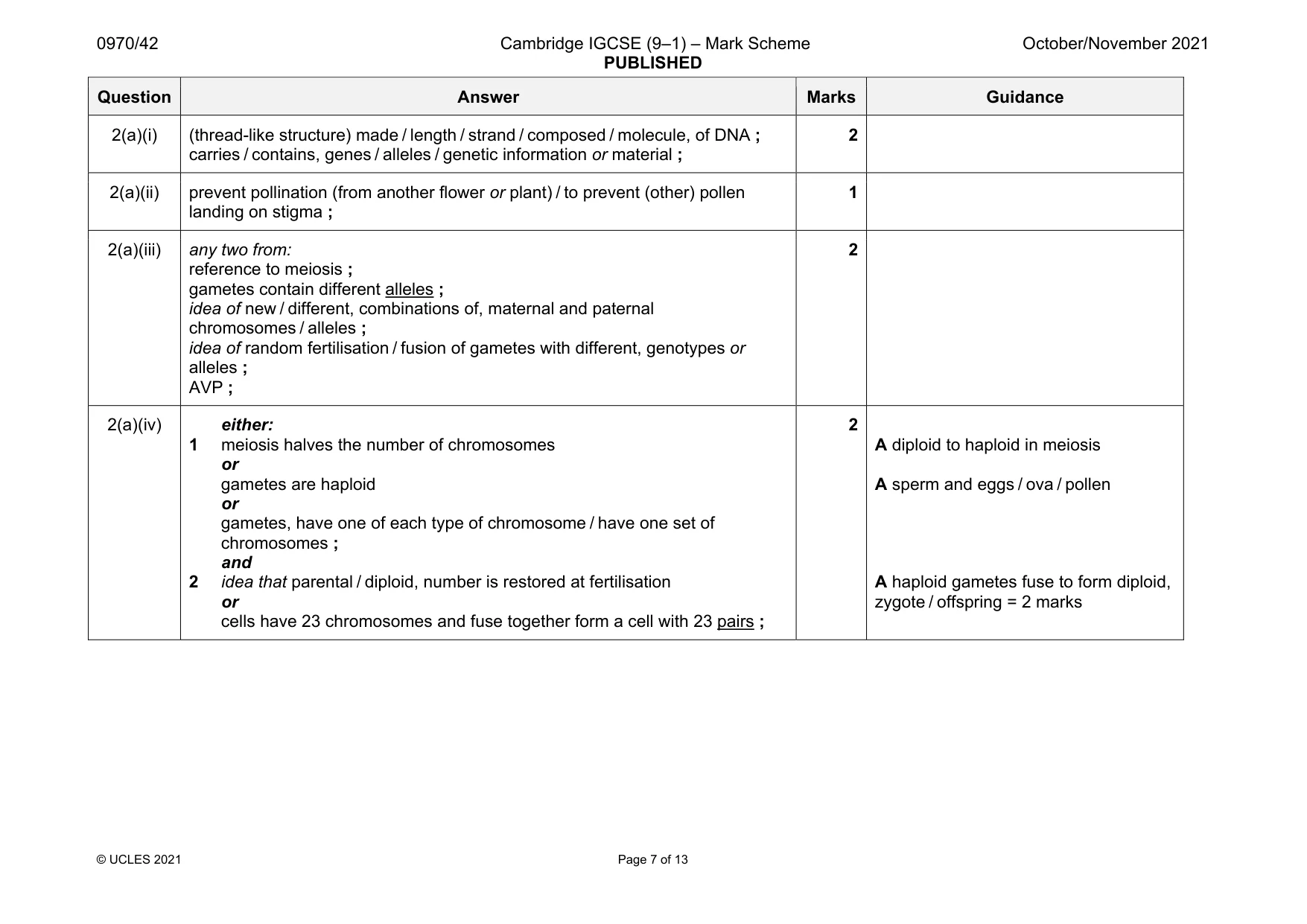 Mark scheme, page 7 of 13