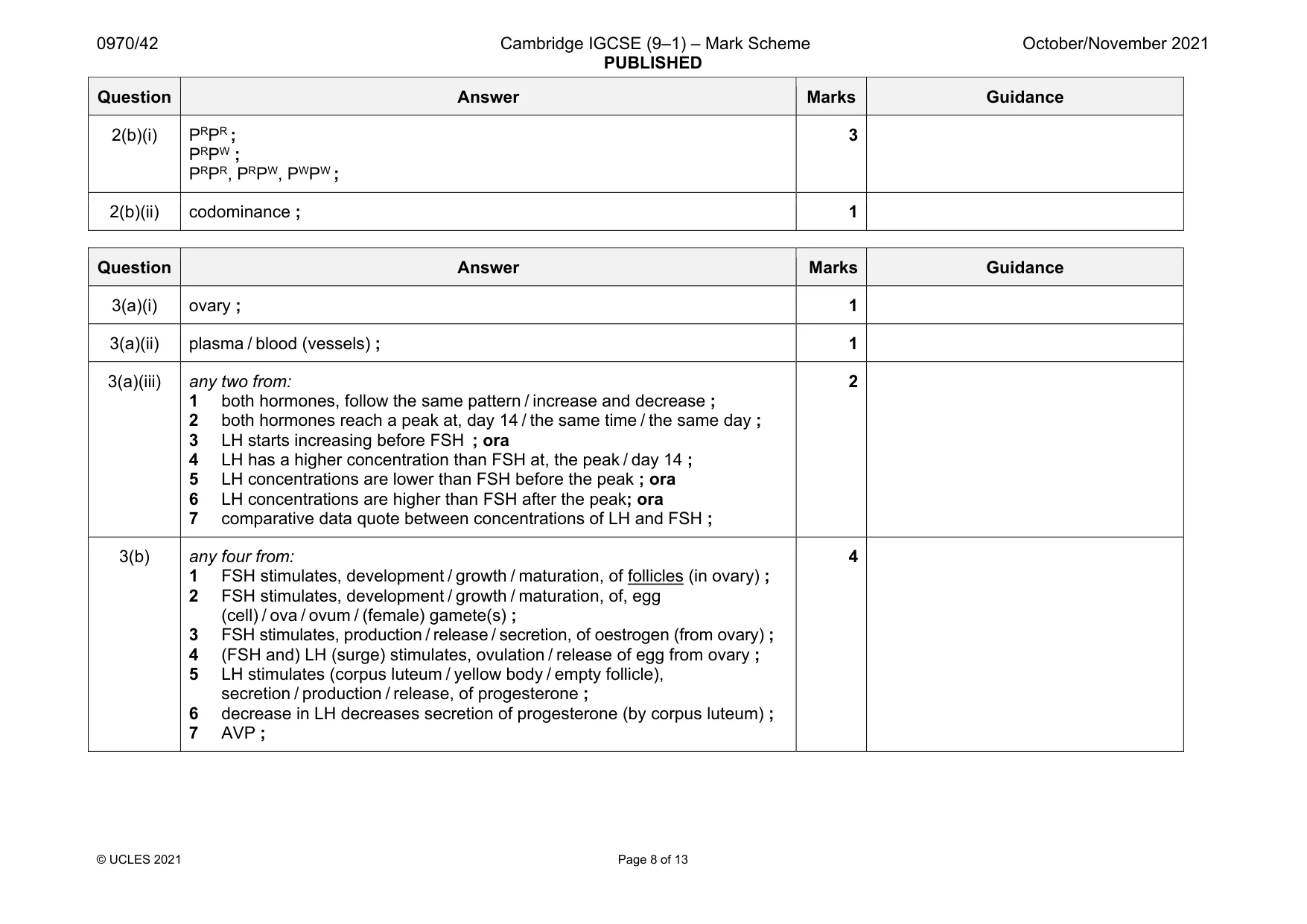 Mark scheme, page 8 of 13