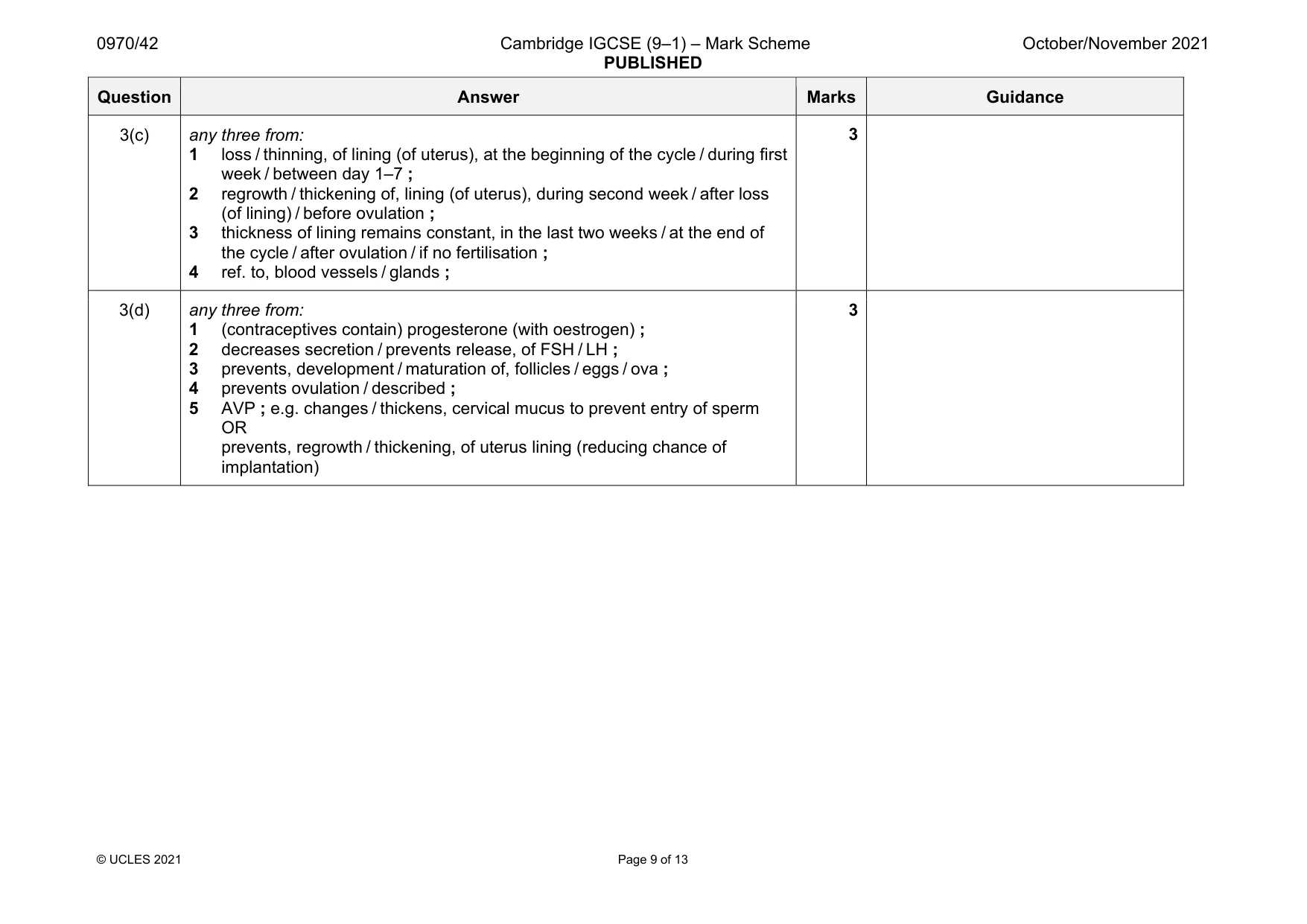 Mark scheme, page 9 of 13