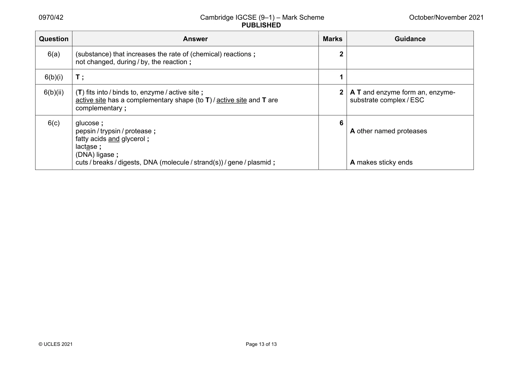 Mark scheme, page 13 of 13