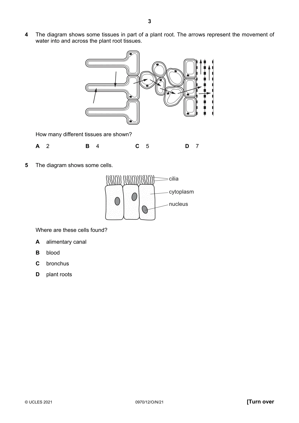 Cambridge IGCSE Biology (9-1) 0970 2021 Oct/Nov Paper 1 · Variant 2 question paper, page 3 of 16