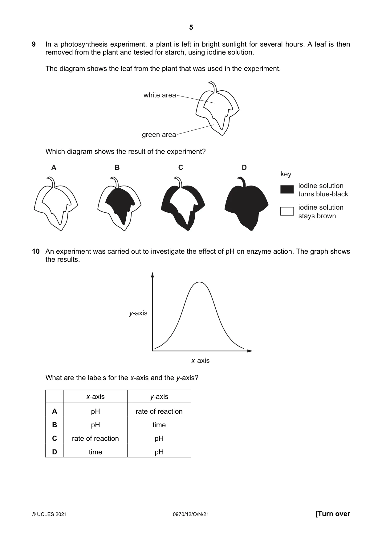 Cambridge IGCSE Biology (9-1) 0970 2021 Oct/Nov Paper 1 · Variant 2 question paper, page 5 of 16