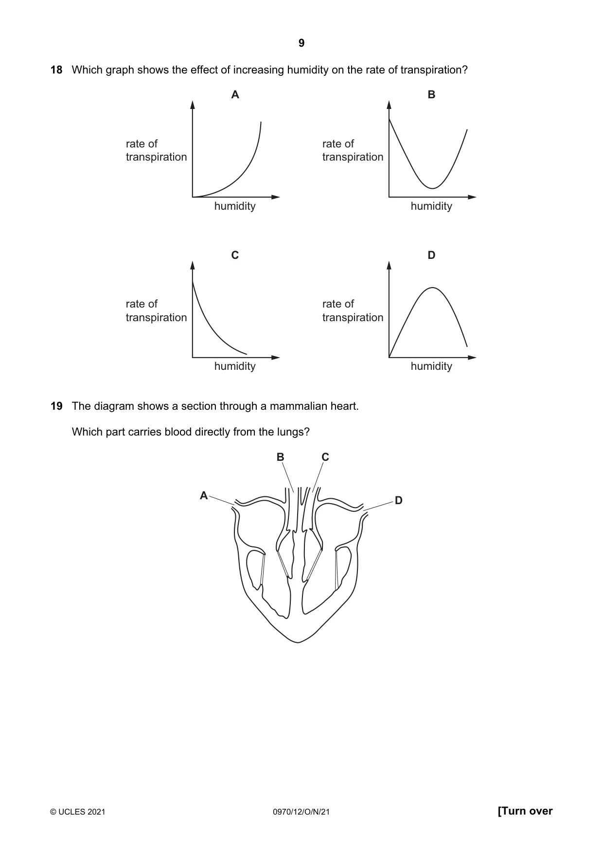 Cambridge IGCSE Biology (9-1) 0970 2021 Oct/Nov Paper 1 · Variant 2 question paper, page 9 of 16