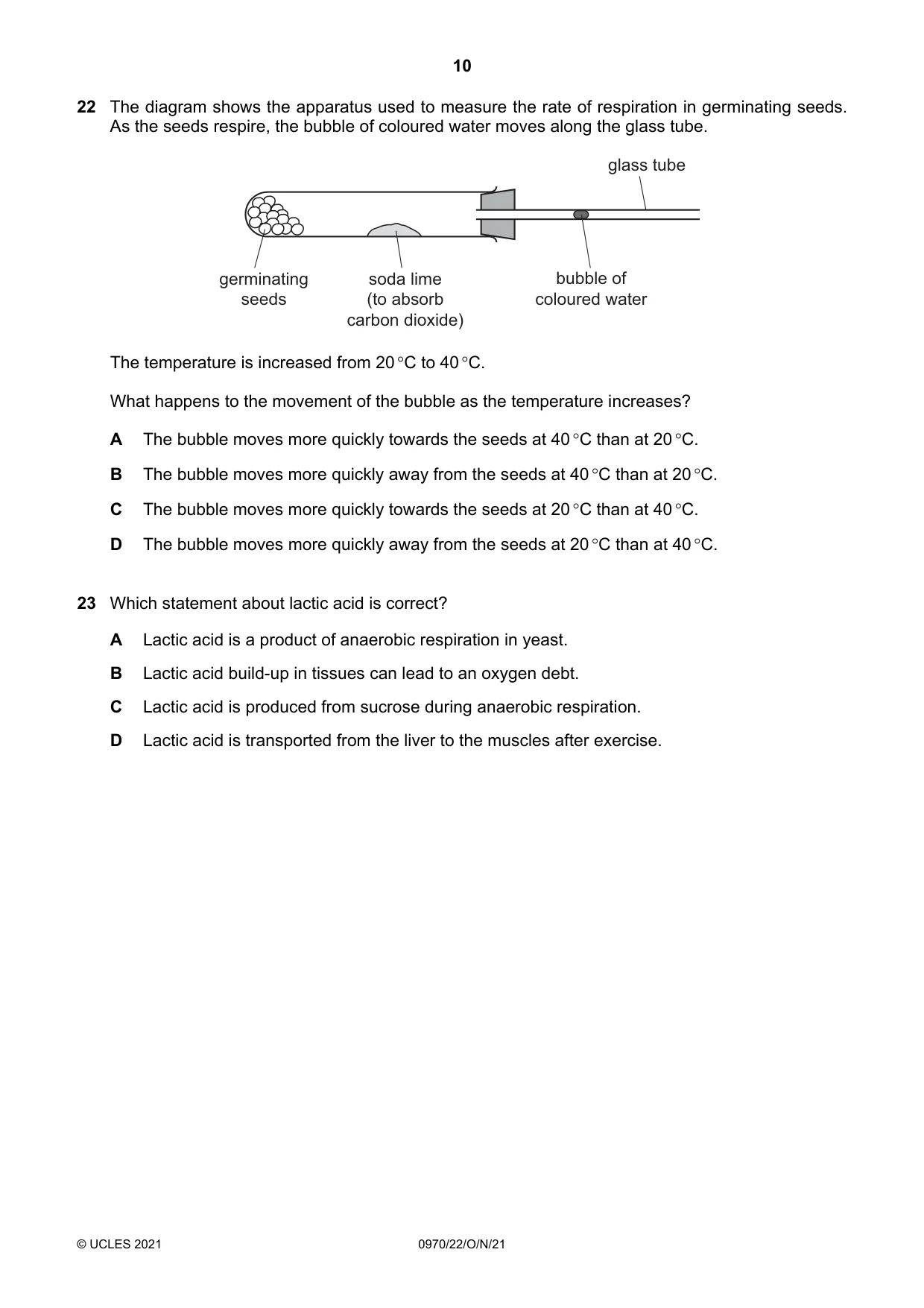 Cambridge IGCSE Biology (9-1) 0970 2021 Oct/Nov Paper 2 · Variant 2 question paper, page 10 of 16
