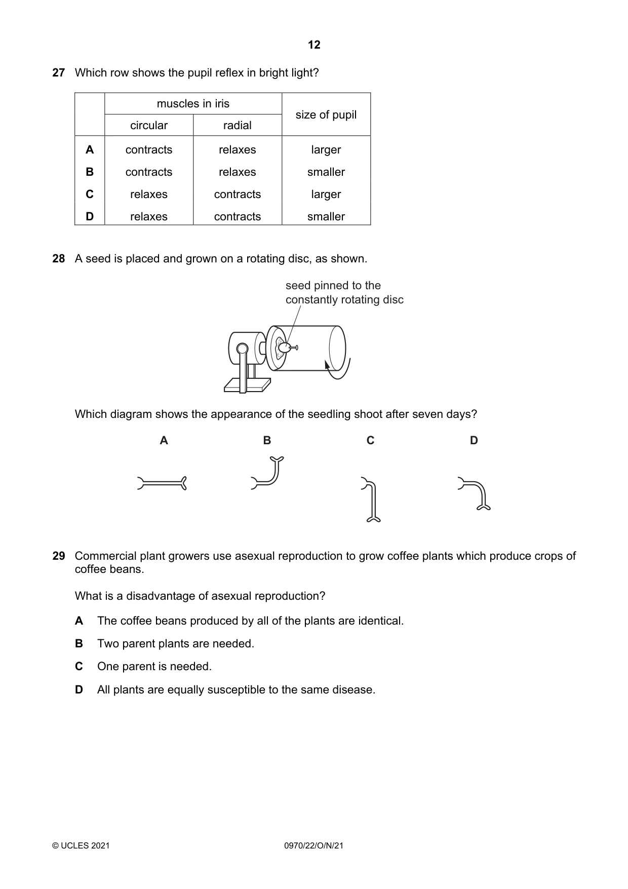 Cambridge IGCSE Biology (9-1) 0970 2021 Oct/Nov Paper 2 · Variant 2 question paper, page 12 of 16
