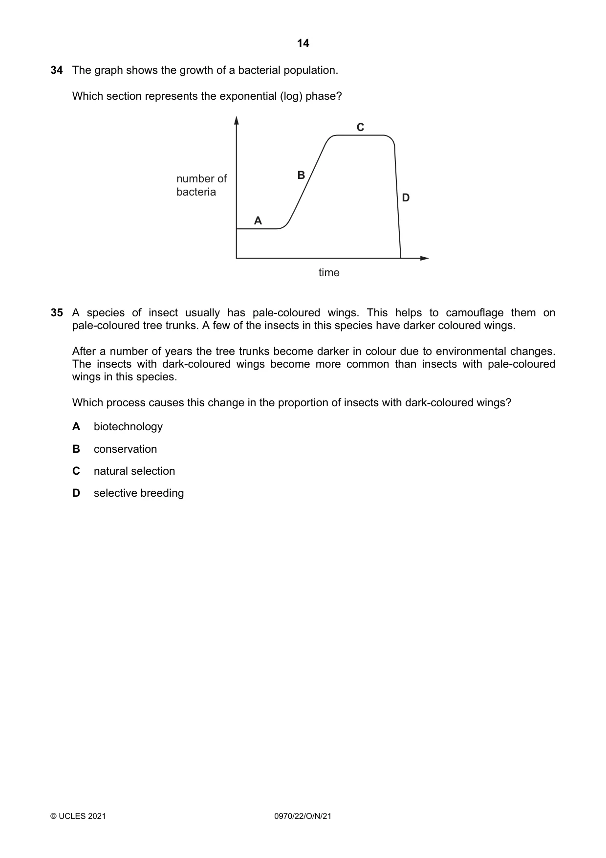 Cambridge IGCSE Biology (9-1) 0970 2021 Oct/Nov Paper 2 · Variant 2 question paper, page 14 of 16