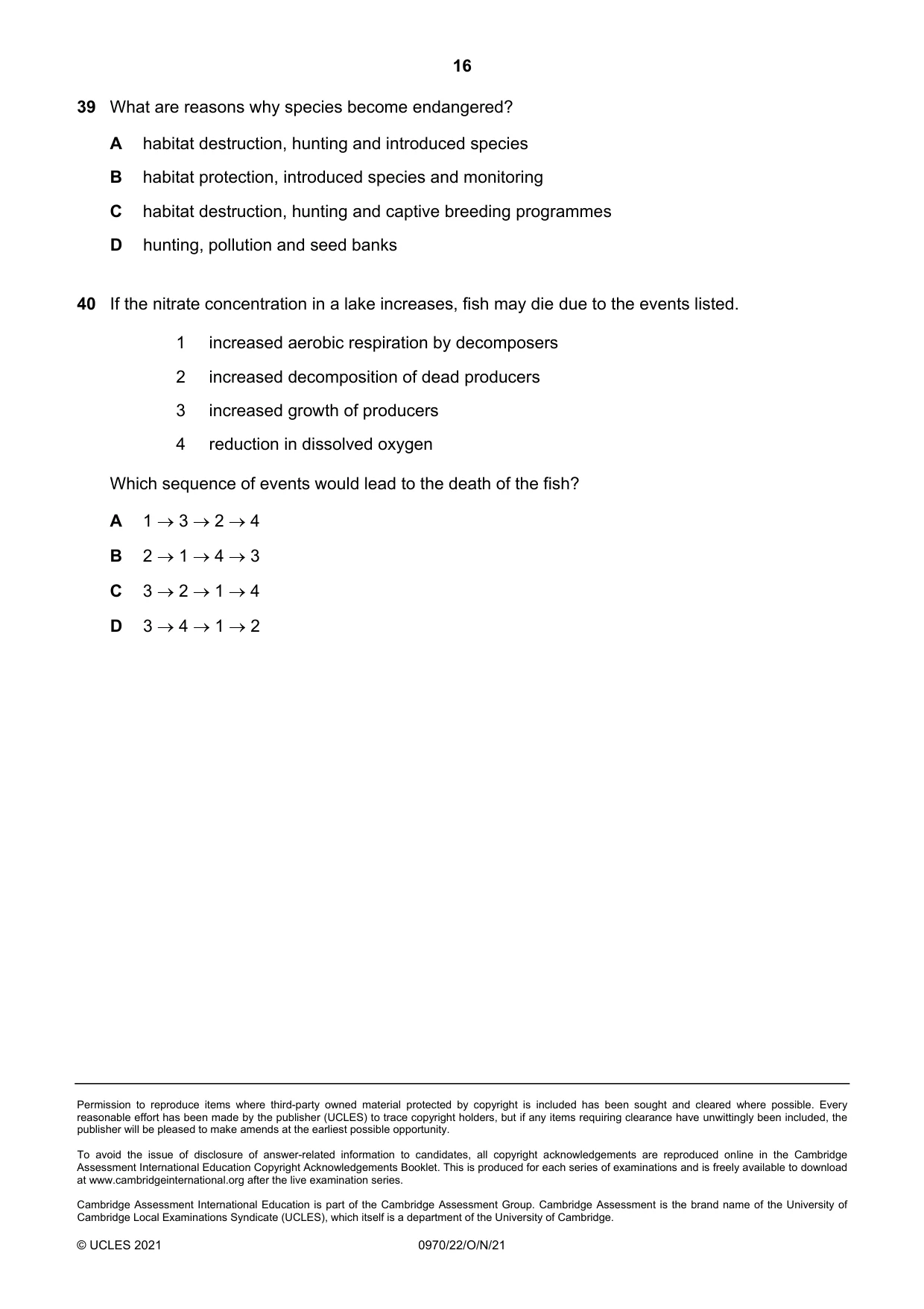 Cambridge IGCSE Biology (9-1) 0970 2021 Oct/Nov Paper 2 · Variant 2 question paper, page 16 of 16