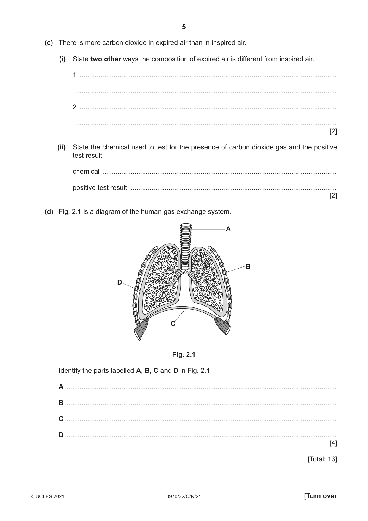 Cambridge IGCSE Biology (9-1) 0970 2021 Oct/Nov Paper 3 · Variant 2 question paper, page 5 of 20