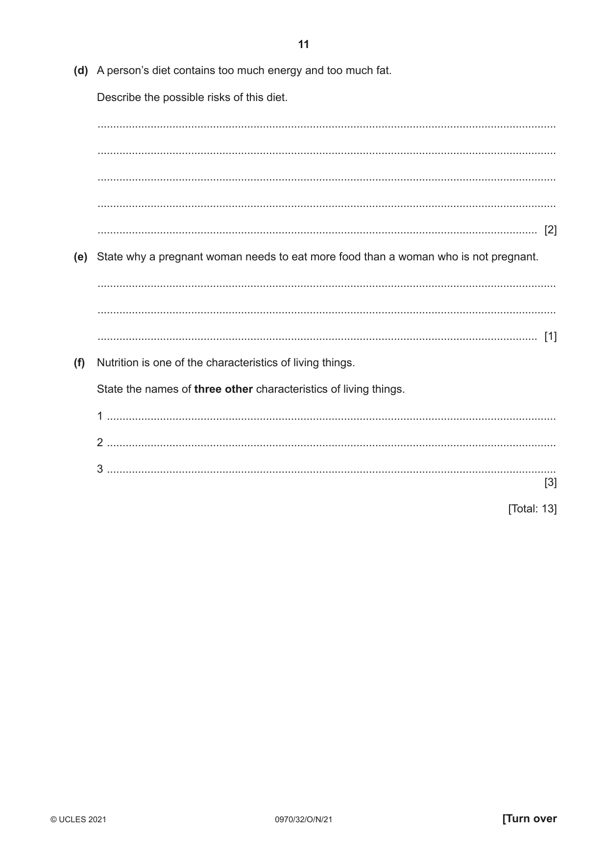 Cambridge IGCSE Biology (9-1) 0970 2021 Oct/Nov Paper 3 · Variant 2 question paper, page 11 of 20