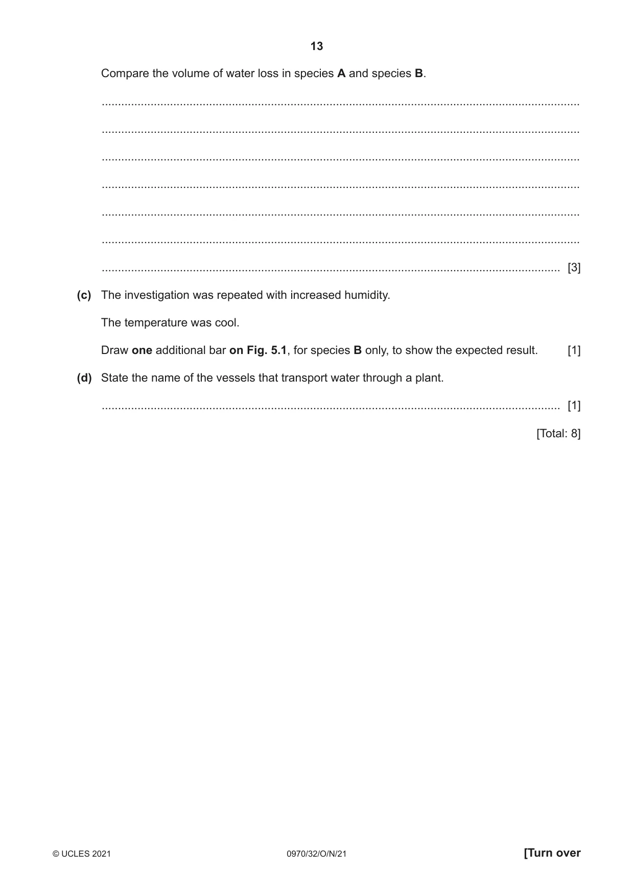 Cambridge IGCSE Biology (9-1) 0970 2021 Oct/Nov Paper 3 · Variant 2 question paper, page 13 of 20
