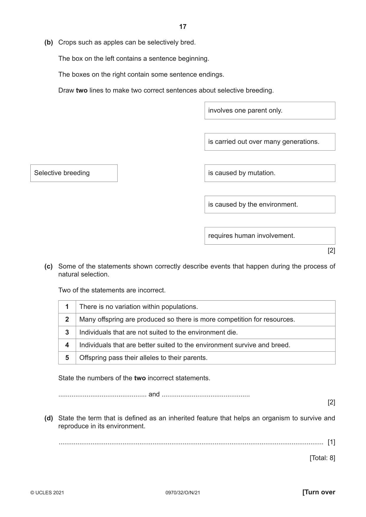 Cambridge IGCSE Biology (9-1) 0970 2021 Oct/Nov Paper 3 · Variant 2 question paper, page 17 of 20