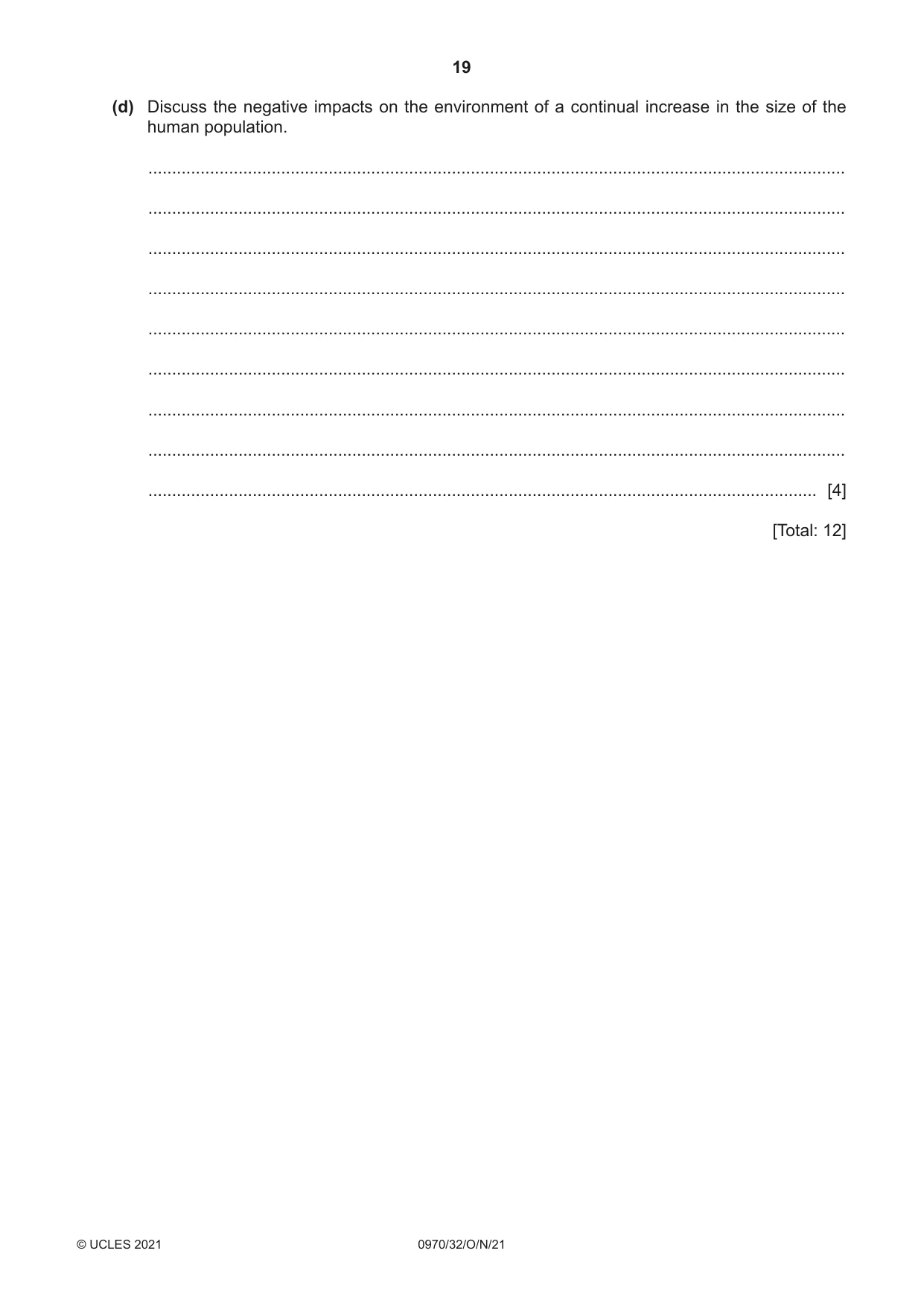 Cambridge IGCSE Biology (9-1) 0970 2021 Oct/Nov Paper 3 · Variant 2 question paper, page 19 of 20