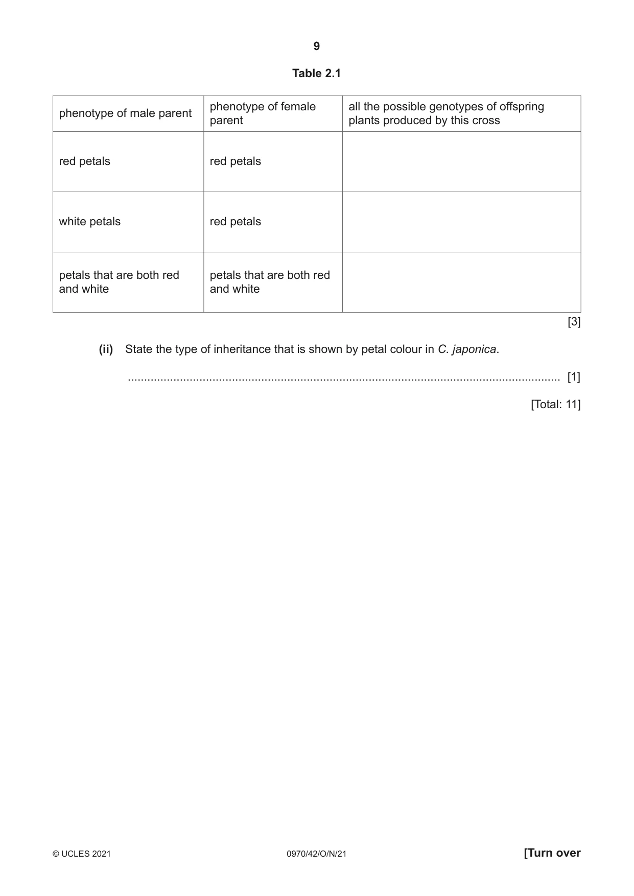 Cambridge IGCSE Biology (9-1) 0970 2021 Oct/Nov Paper 4 · Variant 2 question paper, page 9 of 20