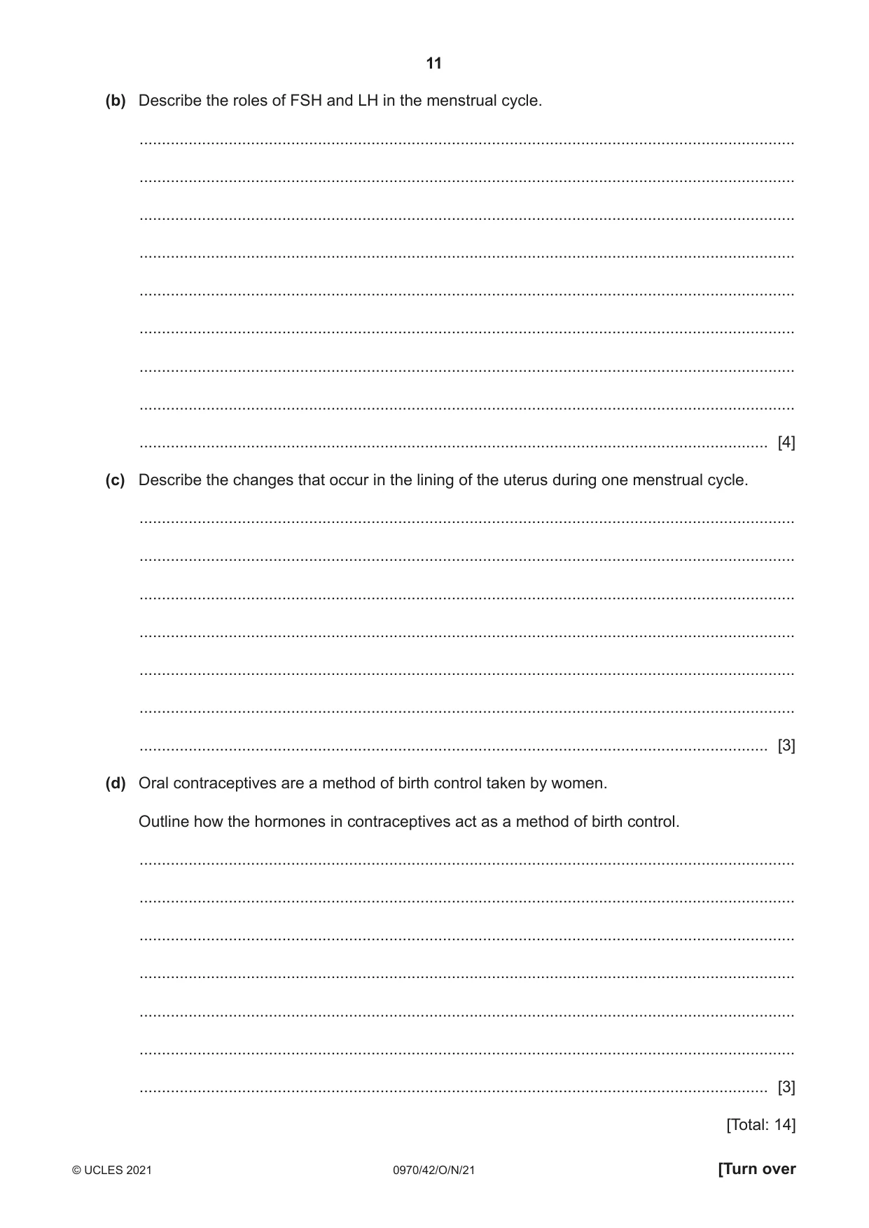 Cambridge IGCSE Biology (9-1) 0970 2021 Oct/Nov Paper 4 · Variant 2 question paper, page 11 of 20