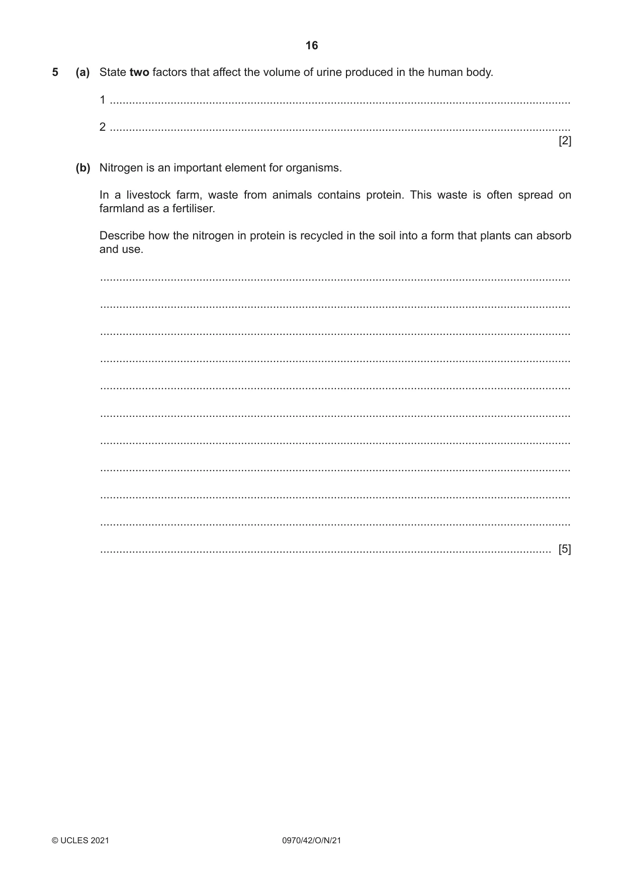 Cambridge IGCSE Biology (9-1) 0970 2021 Oct/Nov Paper 4 · Variant 2 question paper, page 16 of 20