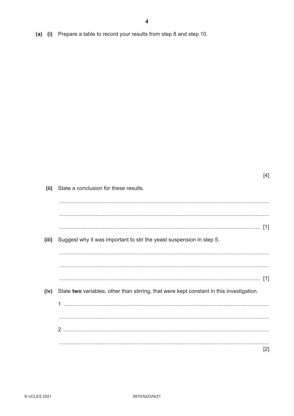 Cambridge IGCSE Biology (9-1) 0970 2021 Oct/Nov Paper 5 · Variant 2 question paper, page 4 of 12