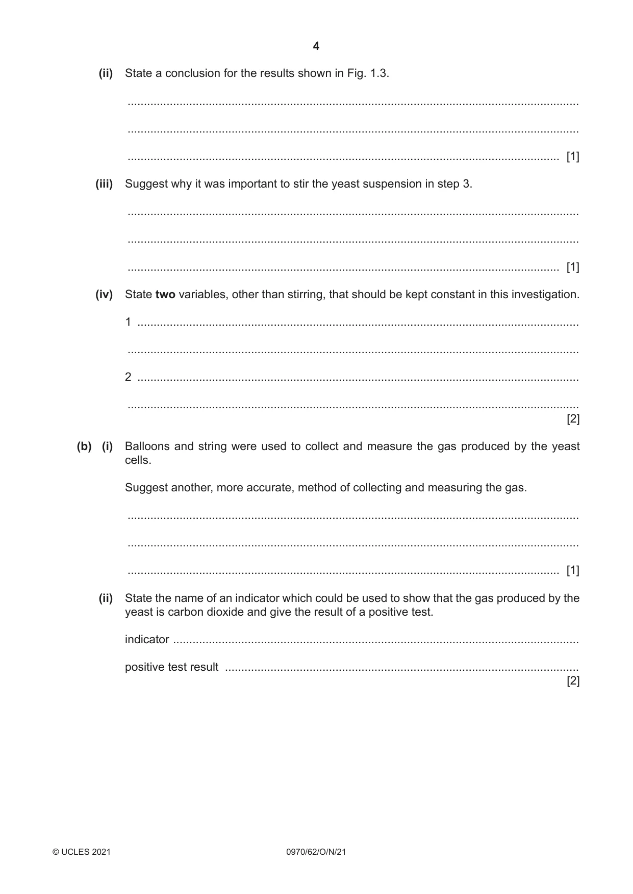Cambridge IGCSE Biology (9-1) 0970 2021 Oct/Nov Paper 6 · Variant 2 question paper, page 4 of 12