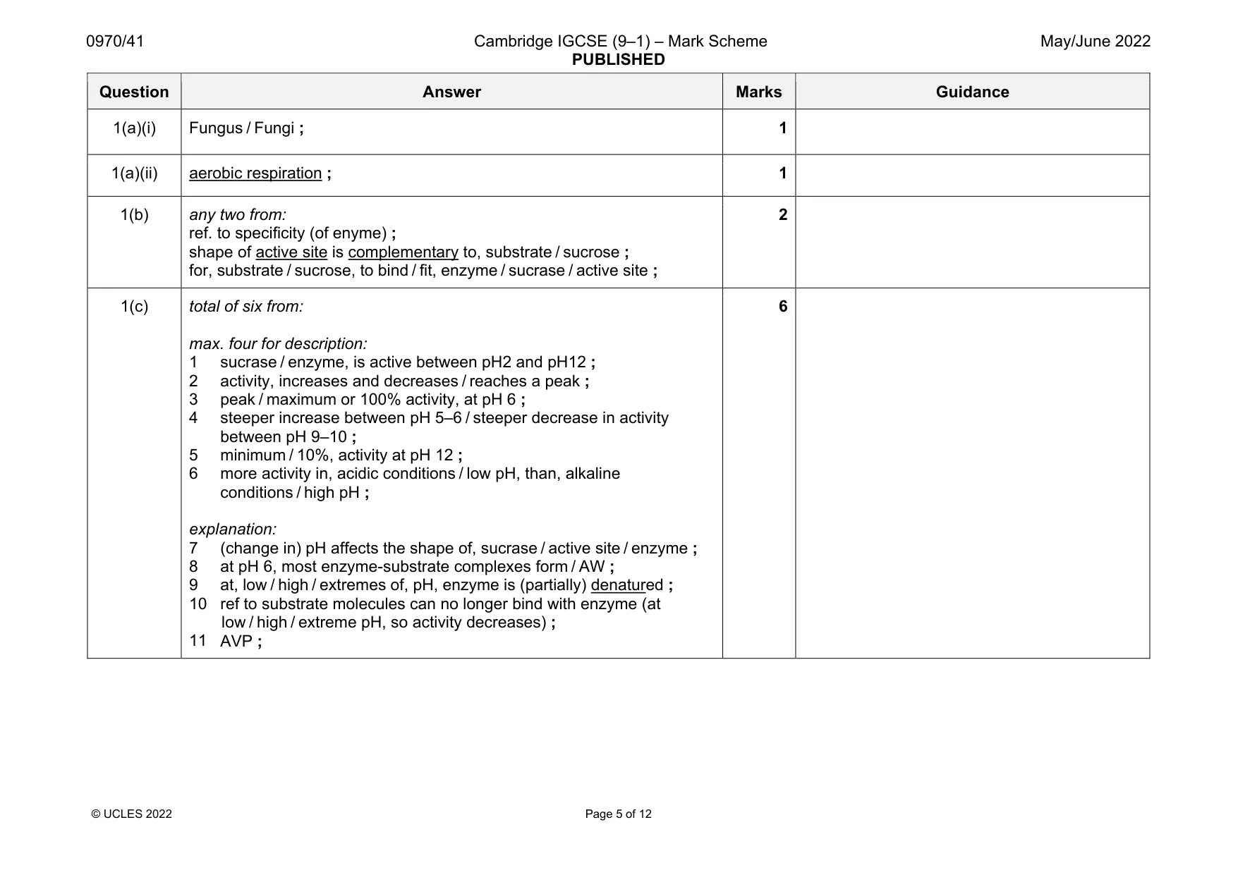 Mark scheme, page 5 of 12