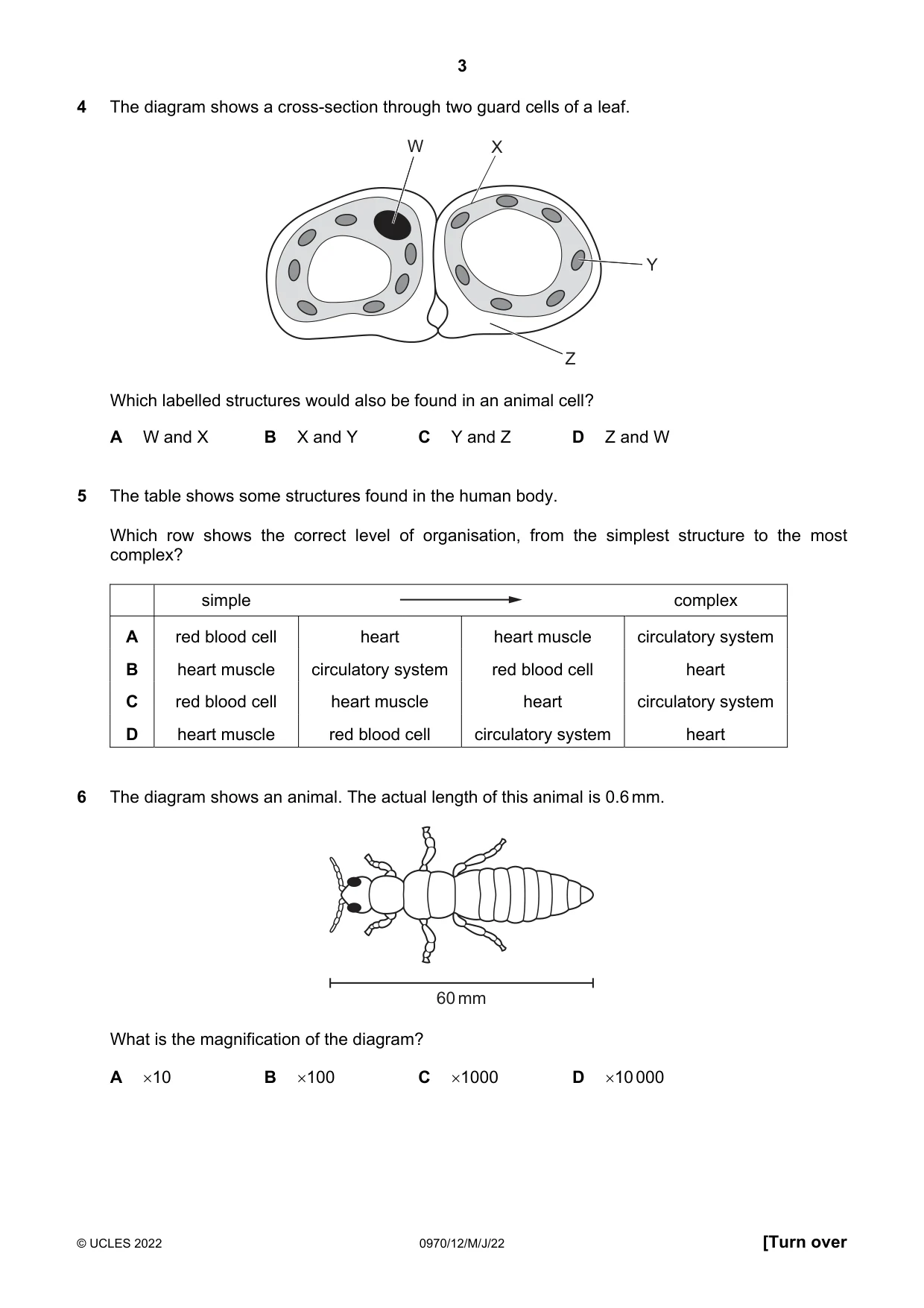Cambridge IGCSE Biology (9-1) 0970 2022 May/June Paper 1 · Variant 2 question paper, page 3 of 20