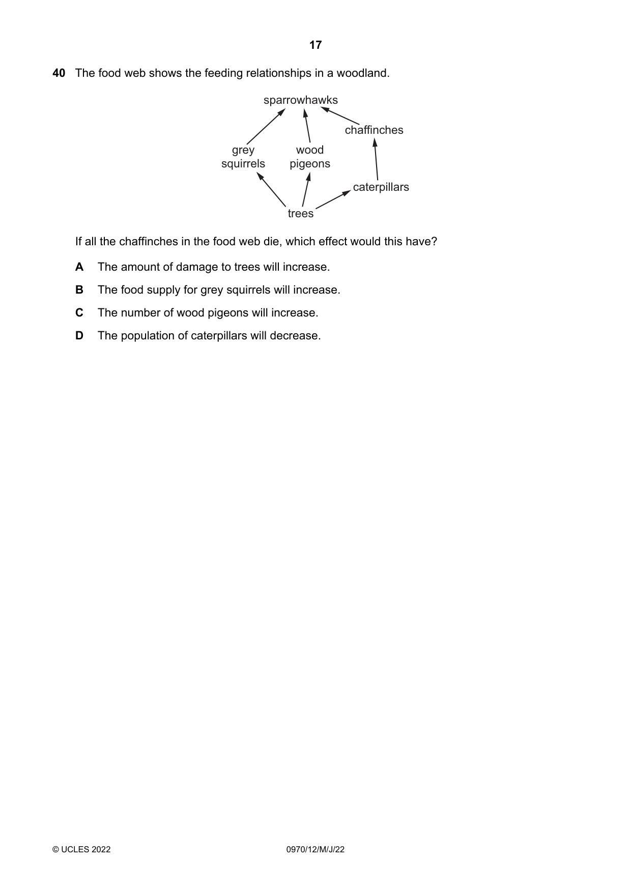 Cambridge IGCSE Biology (9-1) 0970 2022 May/June Paper 1 · Variant 2 question paper, page 17 of 20