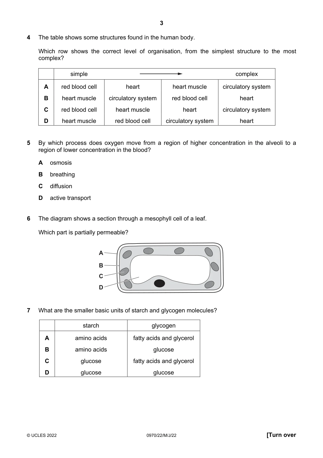 Cambridge IGCSE Biology (9-1) 0970 2022 May/June Paper 2 · Variant 2 question paper, page 3 of 16